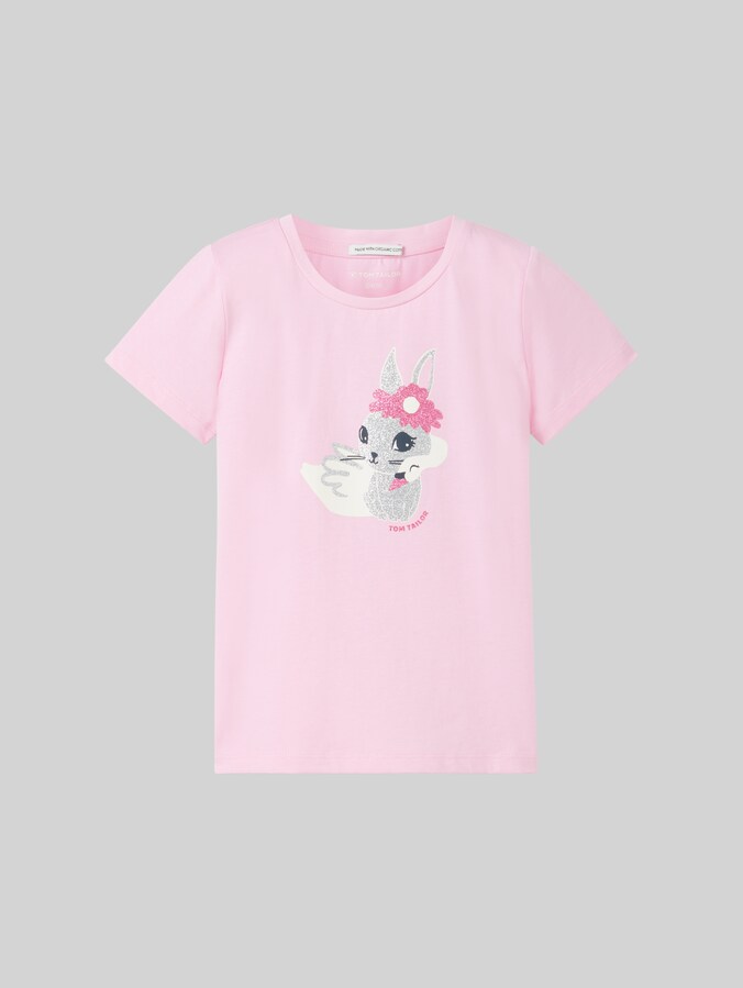T-shirt comportant du coton bio par Mini Girls, fresh summertime pink
