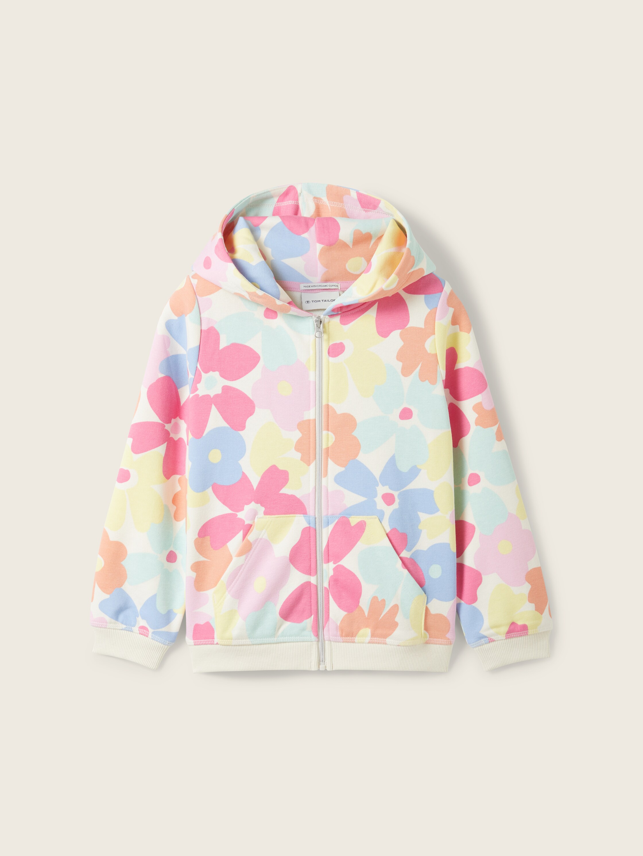 Sweatjacke mit Bio-Baumwolle - very big multicolor flower - Vorder-Produkt-Ansicht