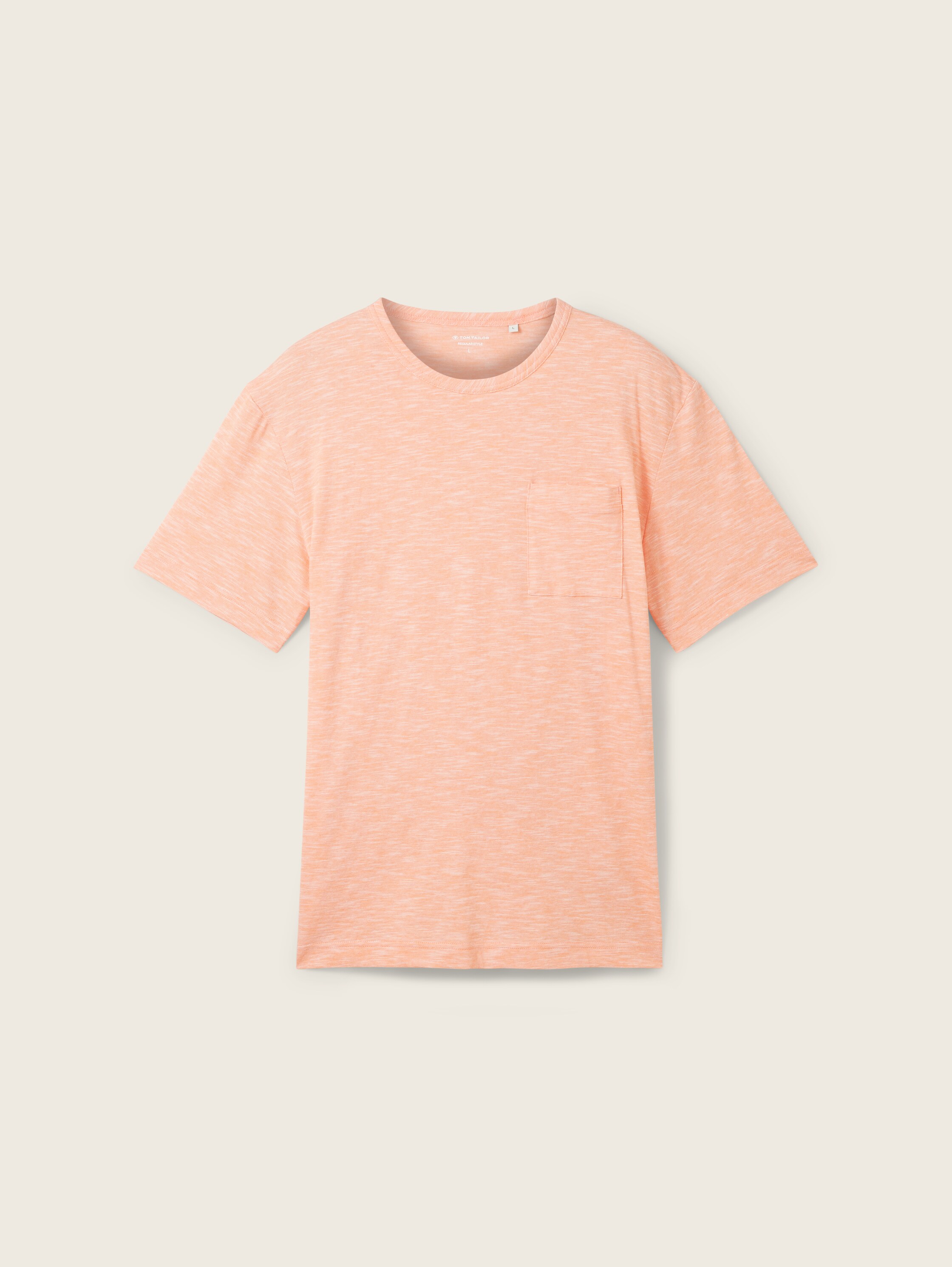 T-Shirt in Melange Optik - melon orange finestripe - Vorder-Produkt-Ansicht