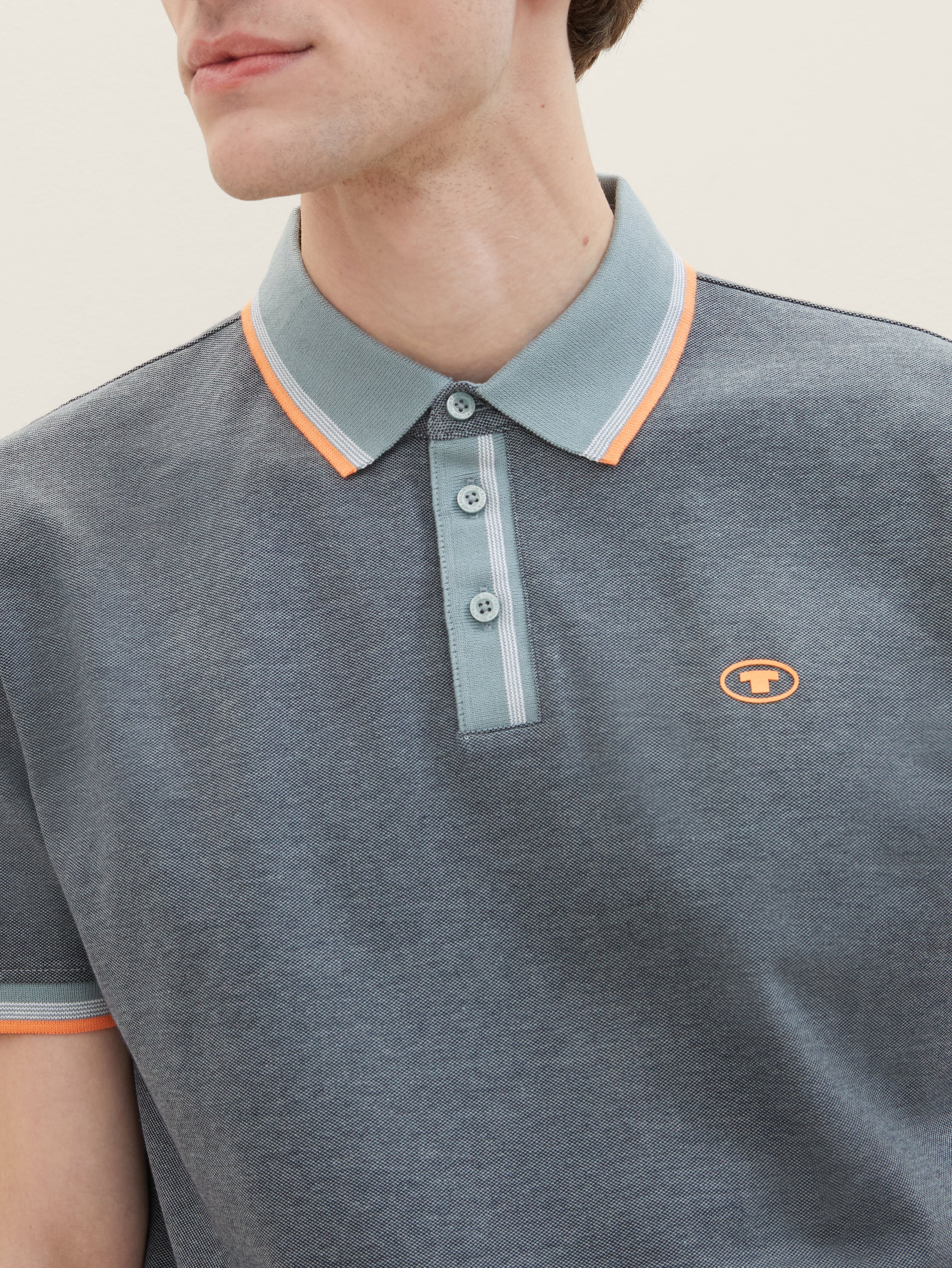 Basic Poloshirt - navy grey mint twotone