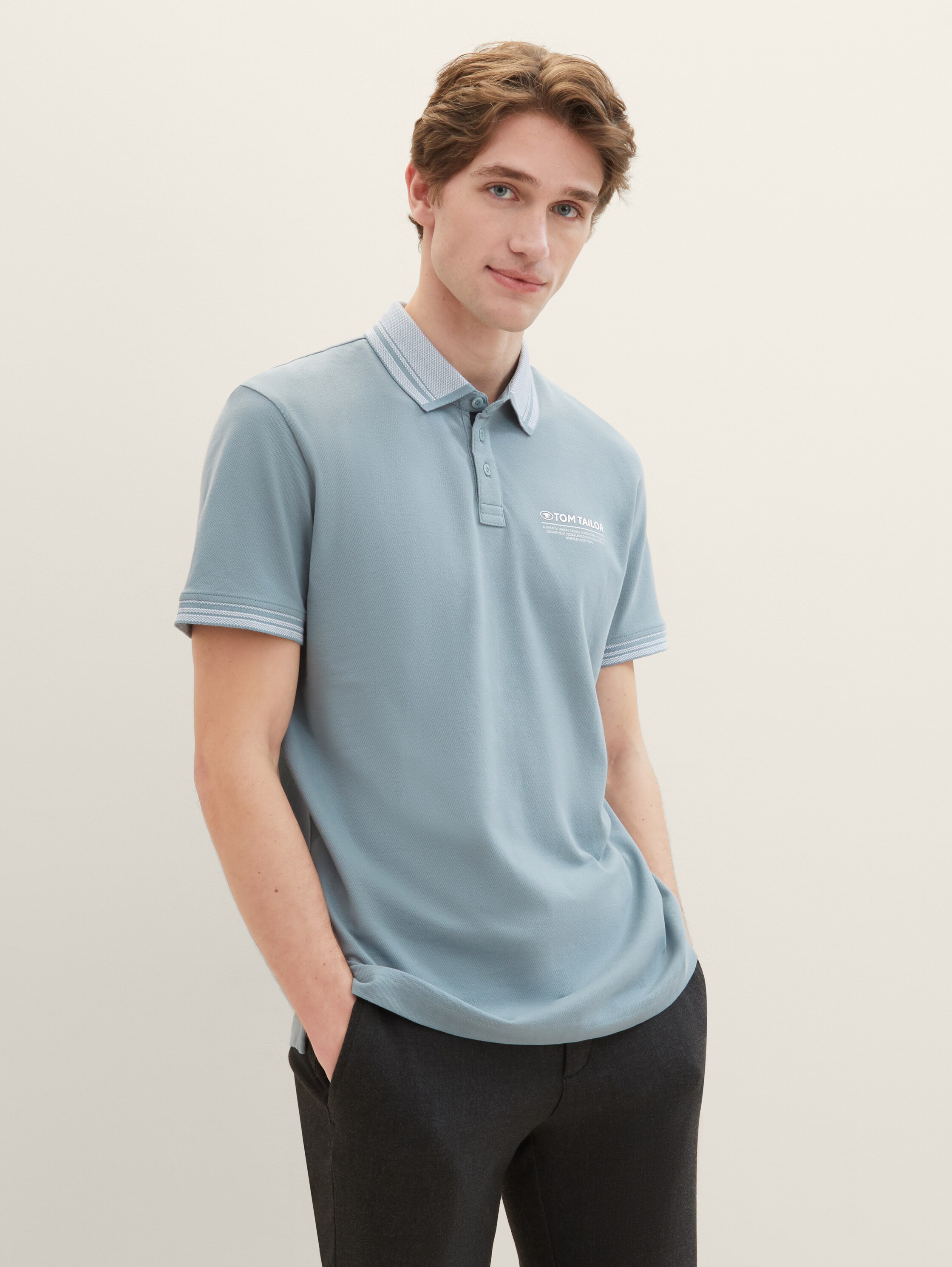 Poloshirt mit Logo Print - grün - 