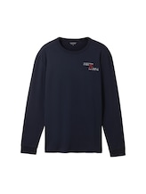Sélectionné, T-shirt basique à manches longues avec imprimé par Tom Tailor, bleu