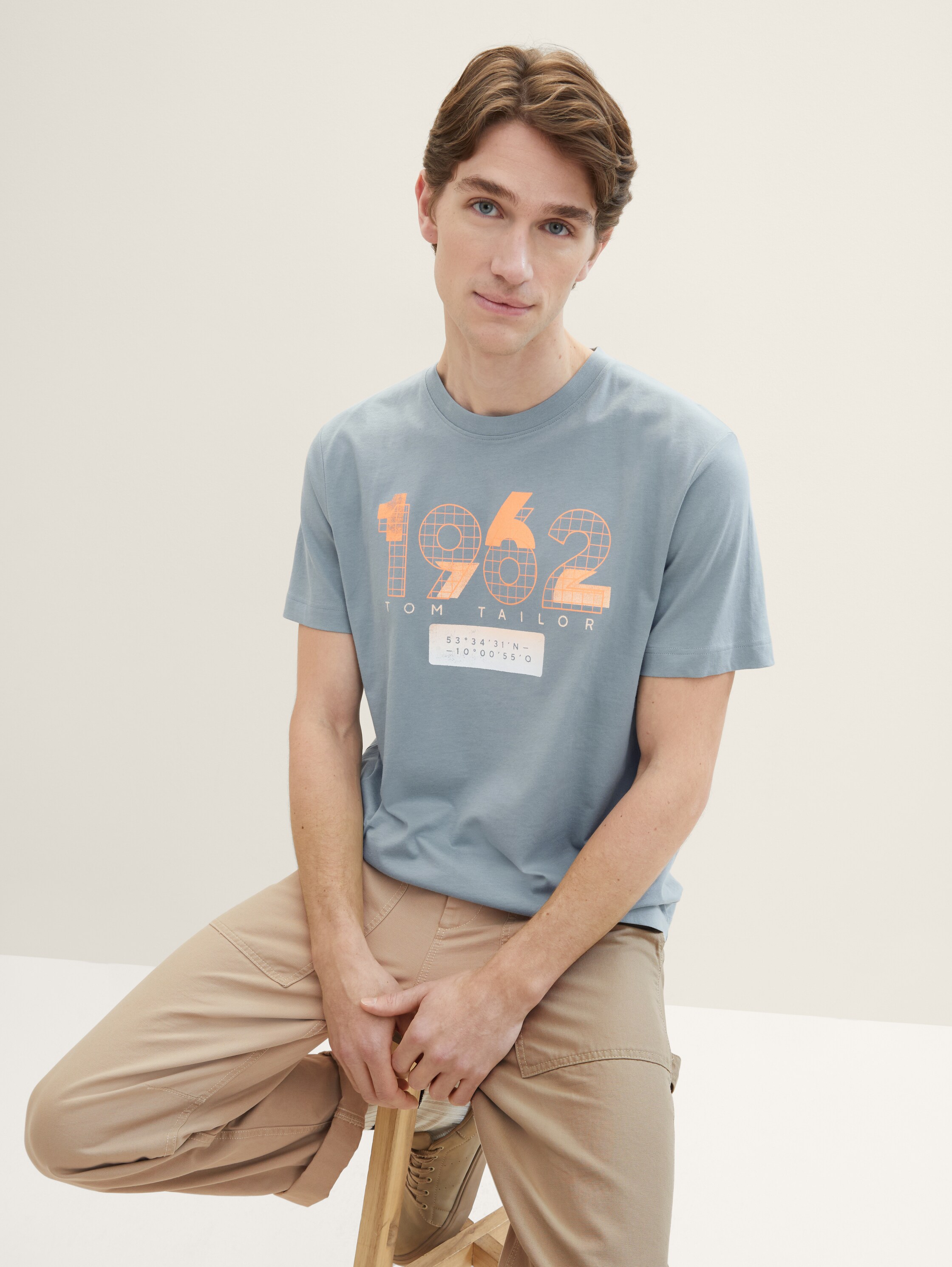 T-Shirt mit Logo Print - grey mint