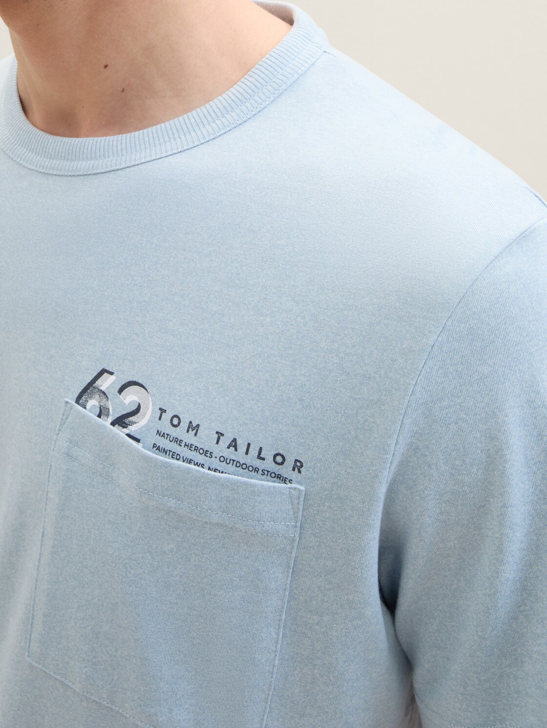 T-shirt in gemêleerde look - foggy blue grindle structure - Detailaanzicht model