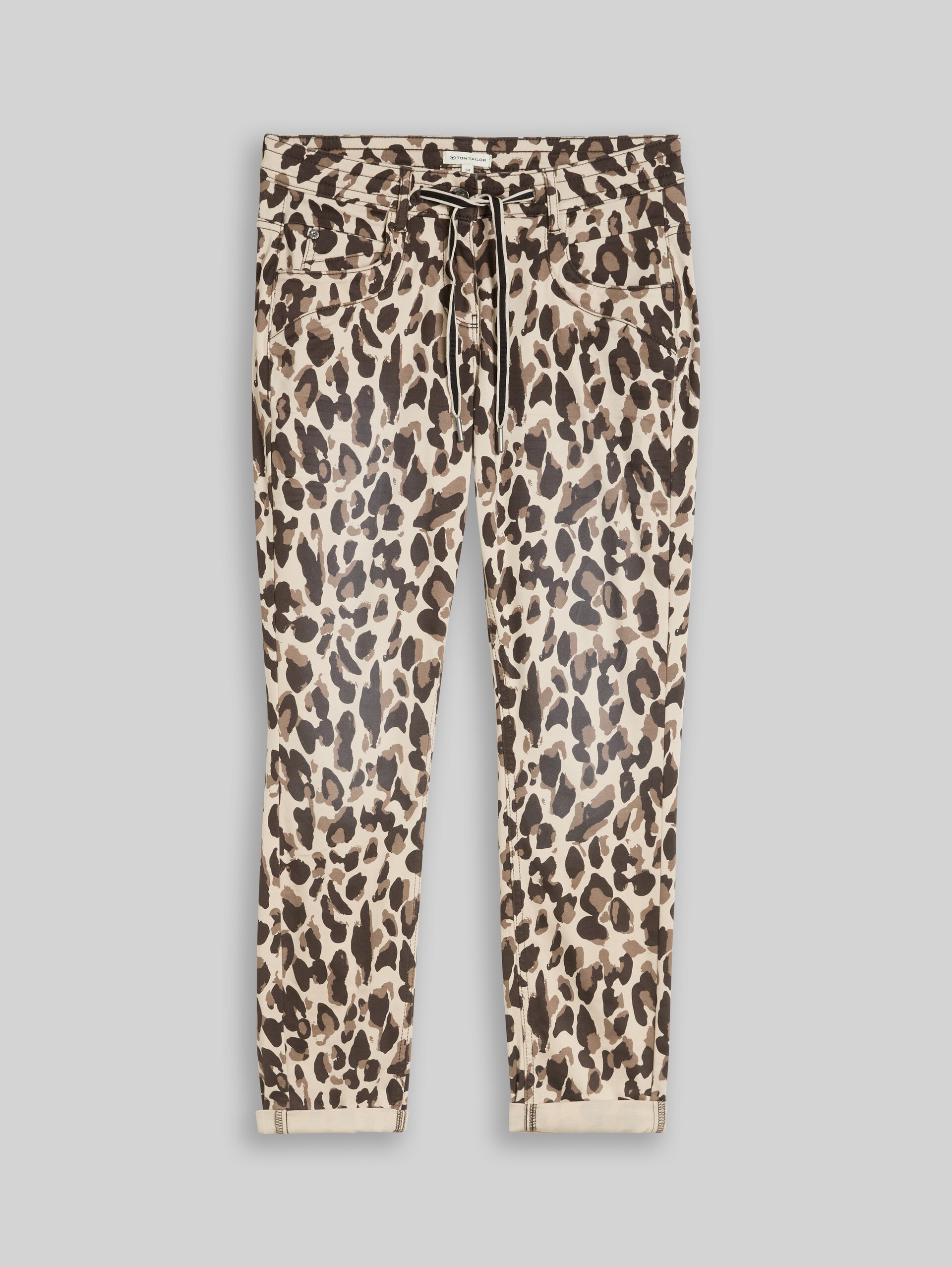 Tapered Relaxed Hose - brown beige leo print - Vorder-Produkt-Ansicht