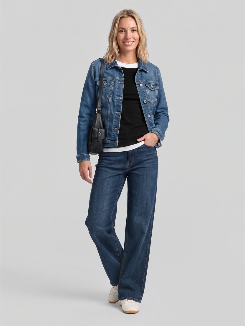 Jeansjacke mit recycelter Baumwolle von Women, Used Dark Stone Blue Denim