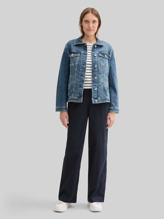Jeansjacke mit recycelter Baumwolle von Women, Used Dark Stone Blue Denim