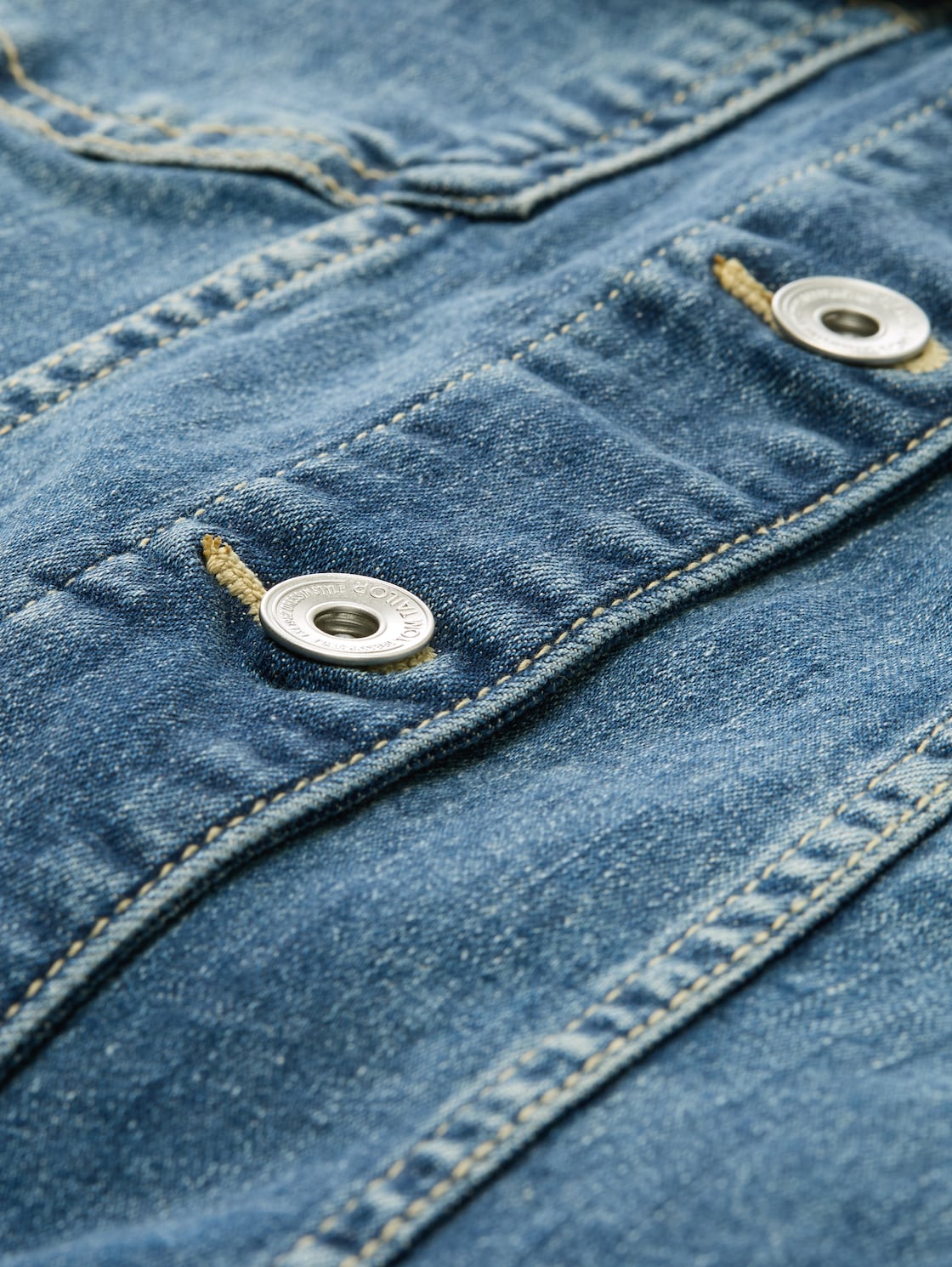 Denim jacket with recycled cotton - Used Dark Stone Blue Denim - Product detail view