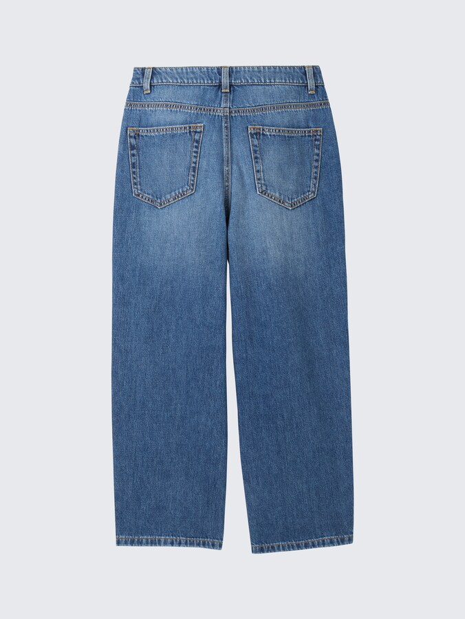 TOM TAILOR Meisjesjeans met brede pijpen, 10219 - Used Mid Stone Grey Denim, 134 cm