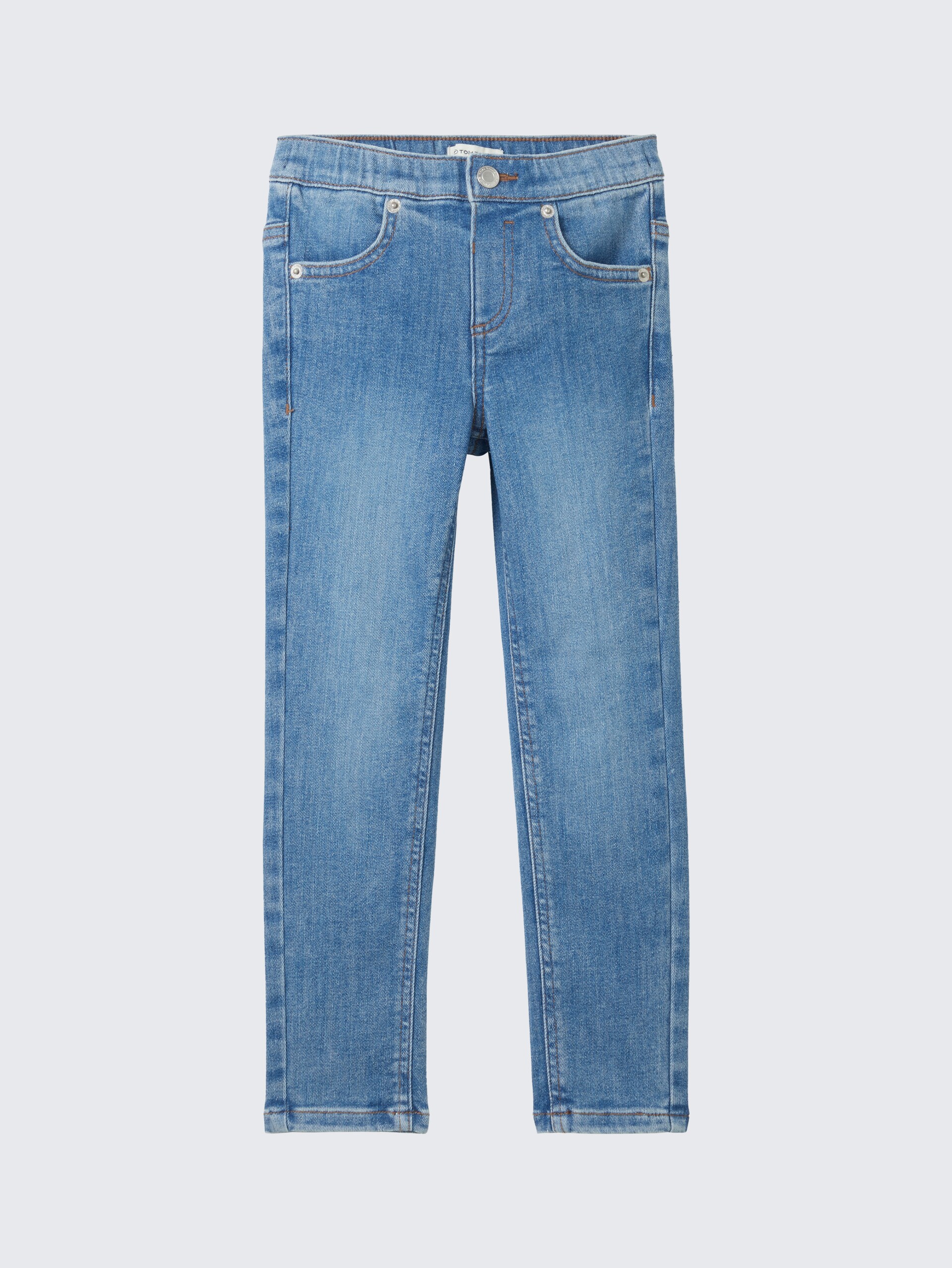 Treggings Hose im Denim-Look - Used Mid Stone Blue Denim - Vorder-Produkt-Ansicht
