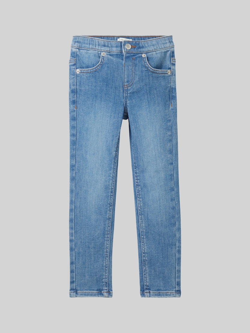 Treggings en jean stretch par Mini Girls, Used Mid Stone Blue Denim
