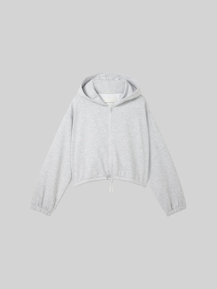 Veste sweat à capuche courte avec cordon de serrage par Teen Girls, Light Stone Grey Melange