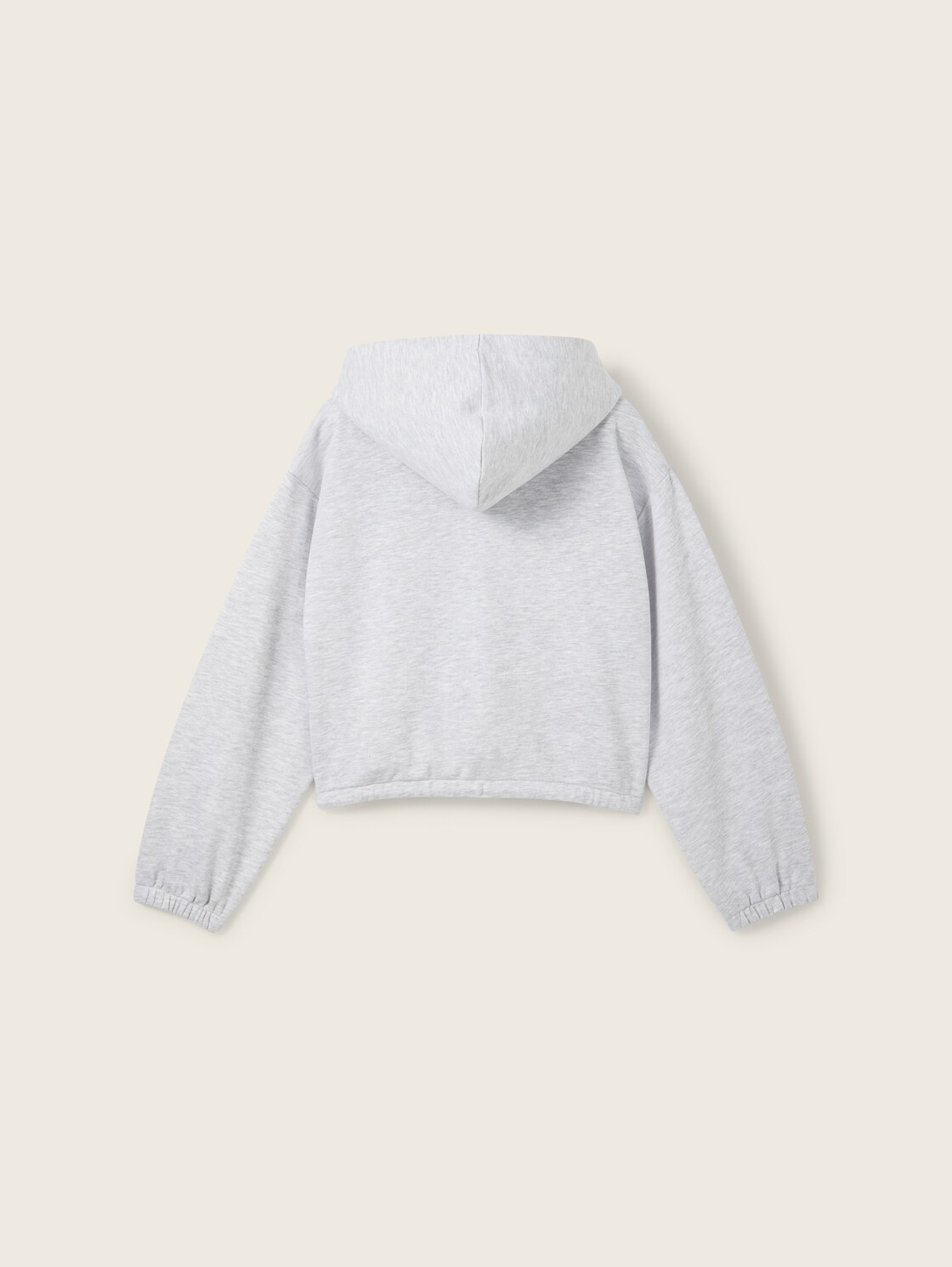Cropped Hoodie Sweatjacke mit Kordelzug - Light Stone Grey Melange