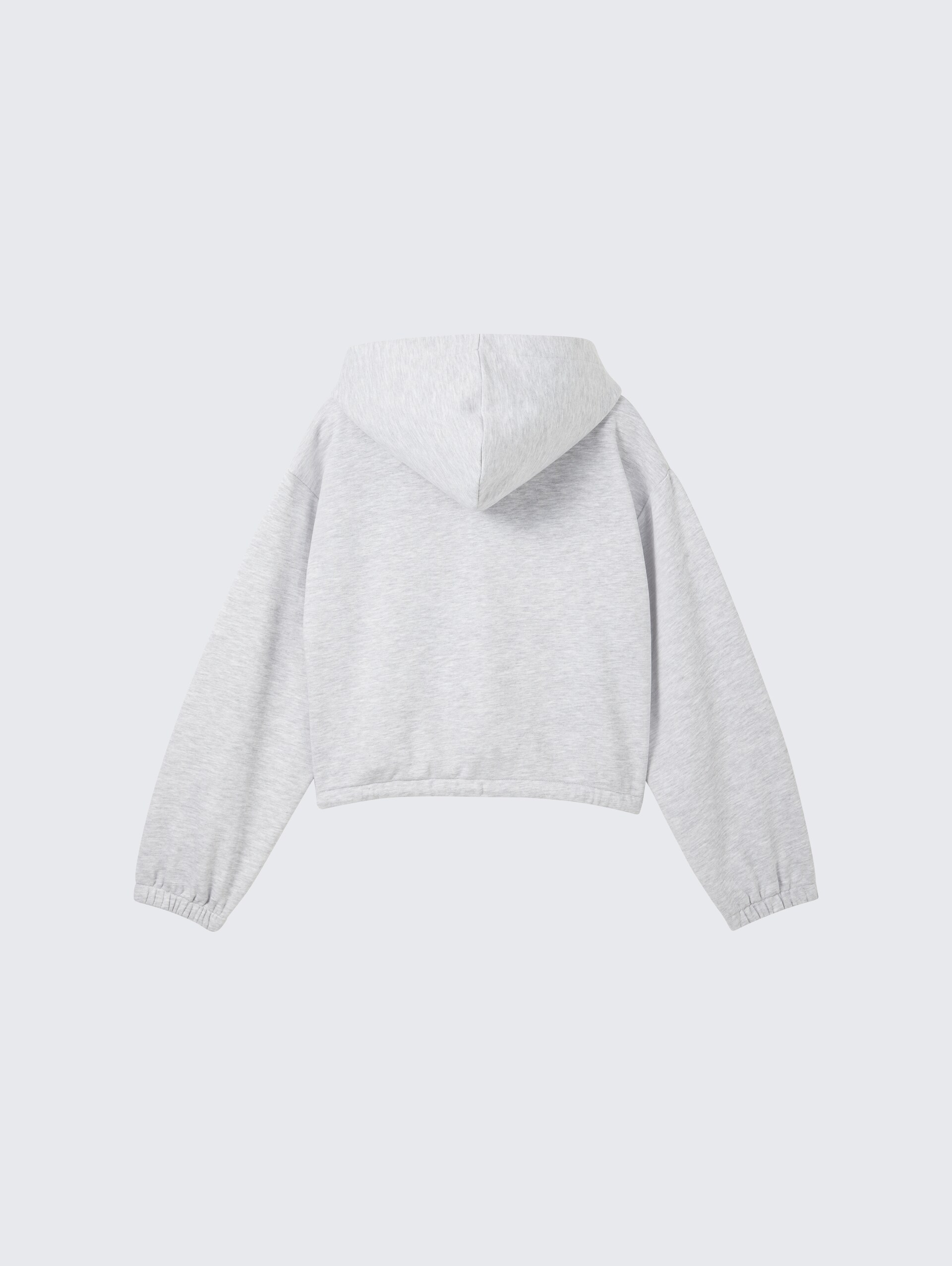 Cropped Hoodie Sweatjacke mit Kordelzug - Light Stone Grey Melange