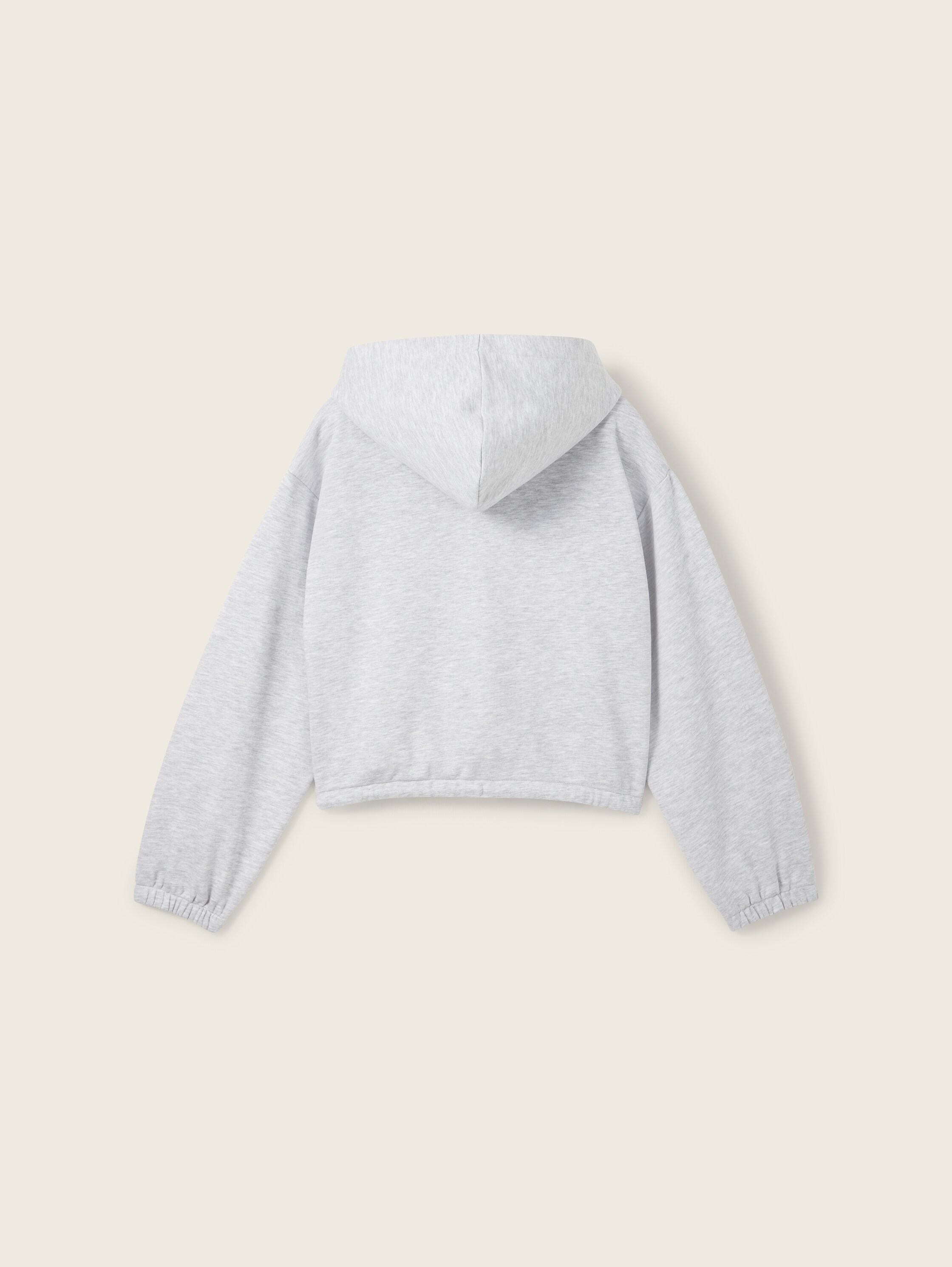 Cropped Sweatjacke in Melange-Optik - light_stone_grey_melange - 