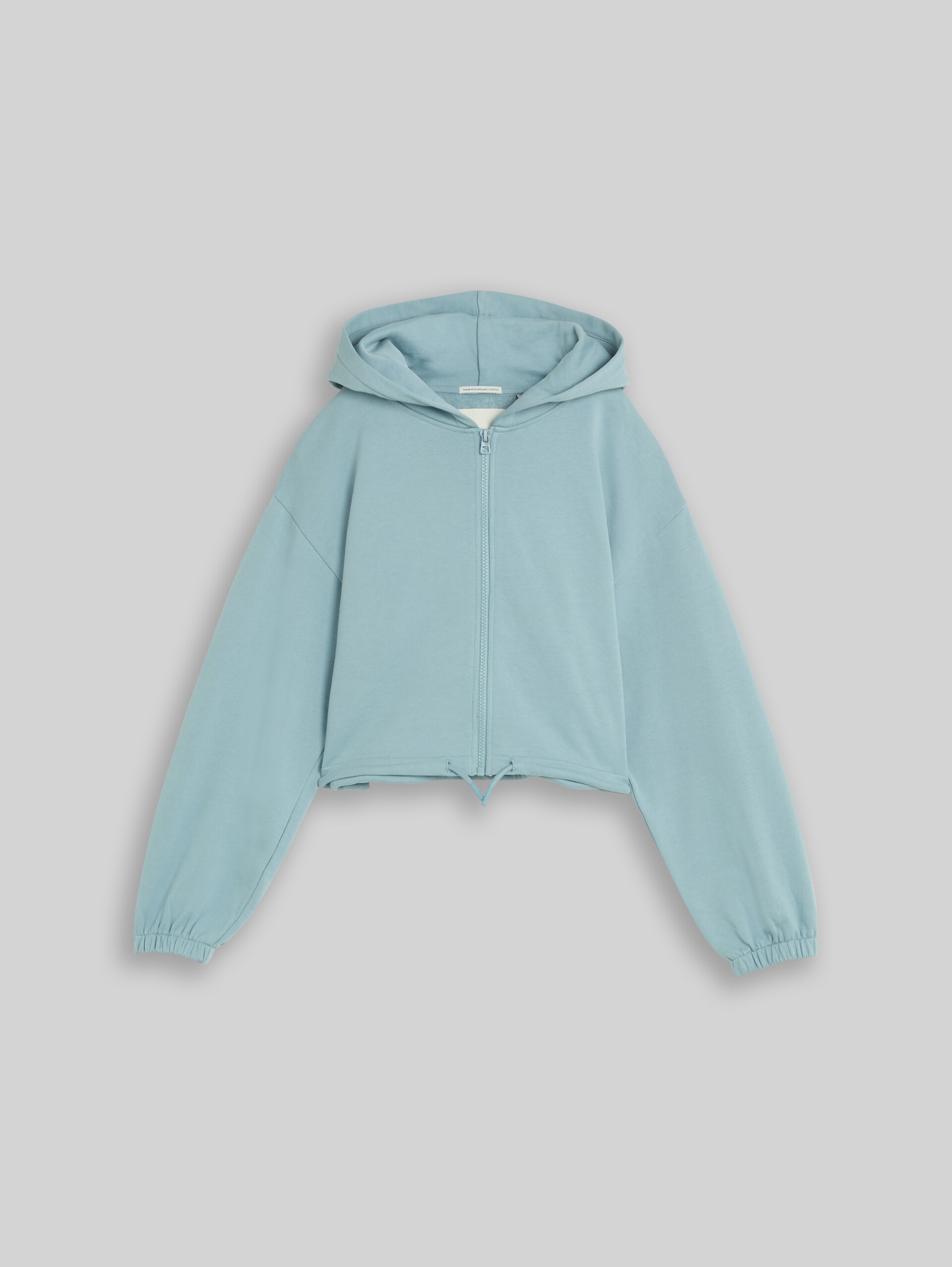 Korte hoodie-sweatjack met trekkoord - tourmaline - Product vooraanzicht