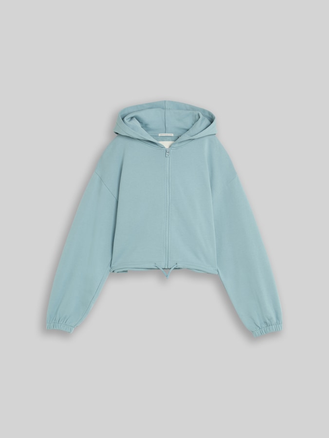 Korte hoodie-sweatjack met trekkoord door Teen Girls, tourmaline