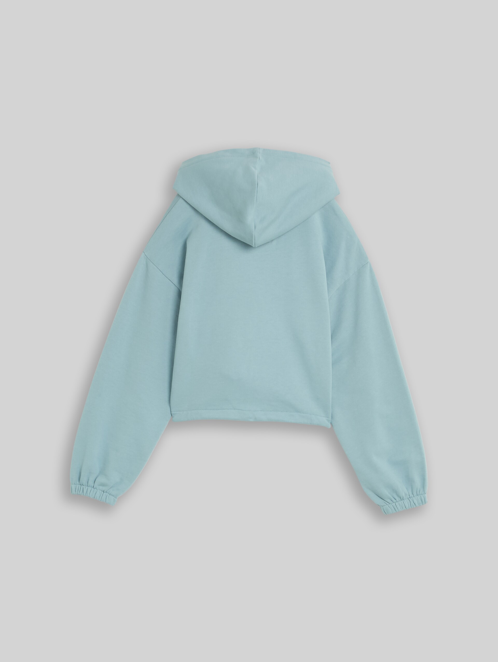 Korte hoodie-sweatjack met trekkoord - tourmaline