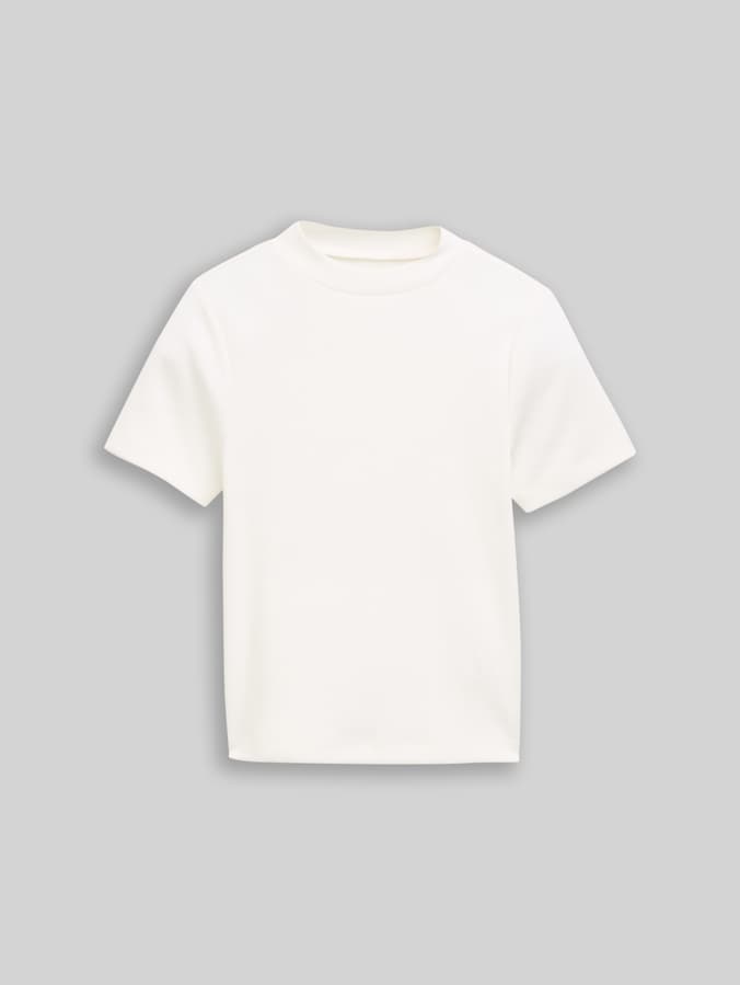 Cropped T-shirt met geribde structuur door Teen Girls, Whisper White