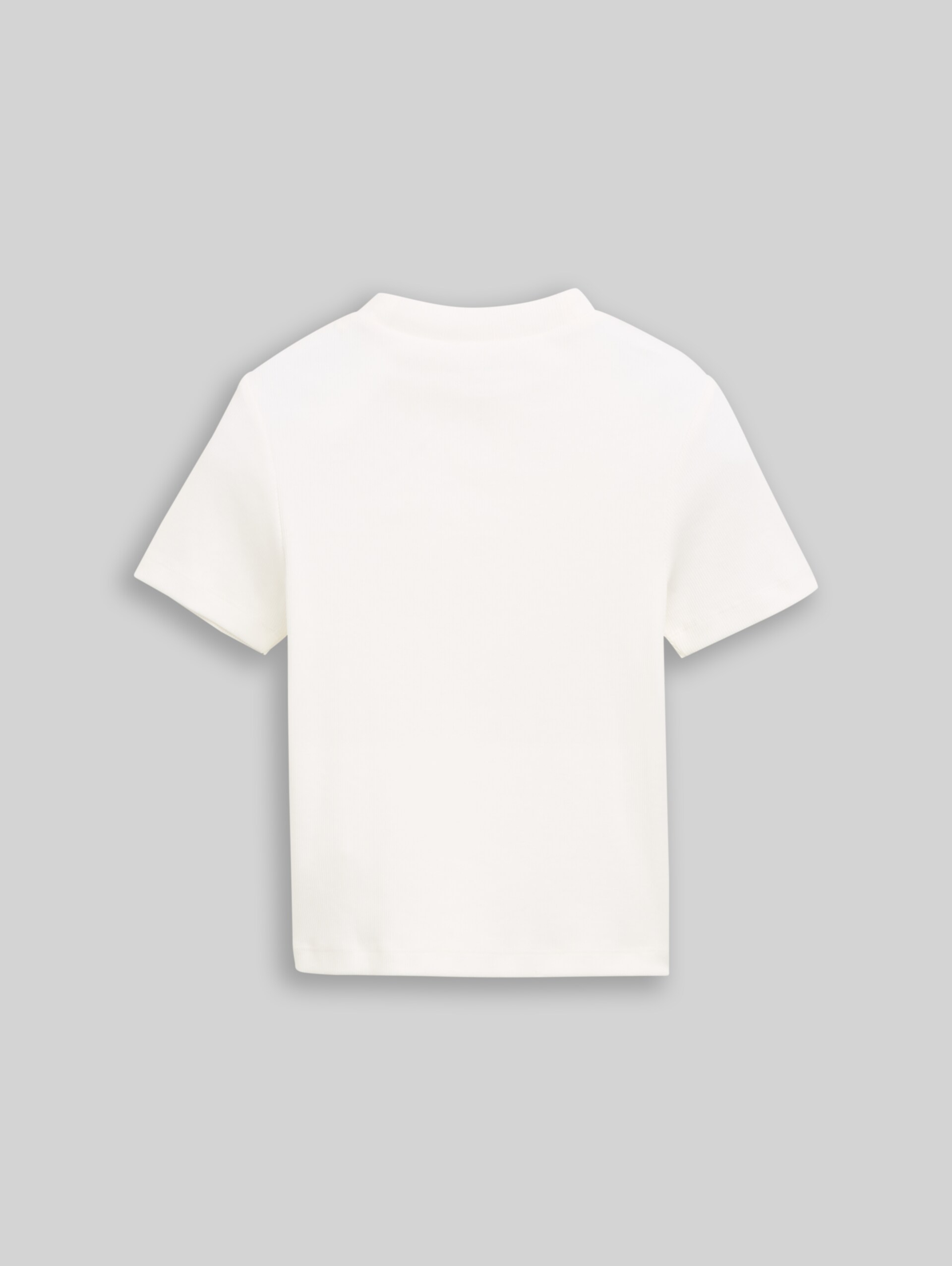 Cropped T-shirt met geribde structuur - Whisper White