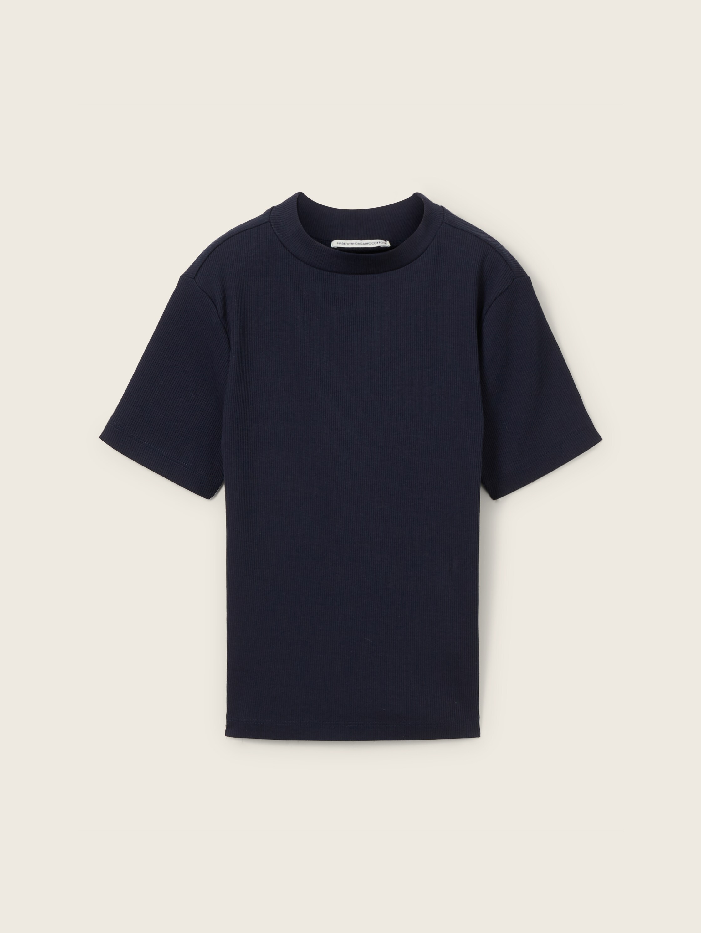 Cropped T-Shirt mit Rippstruktur - 1