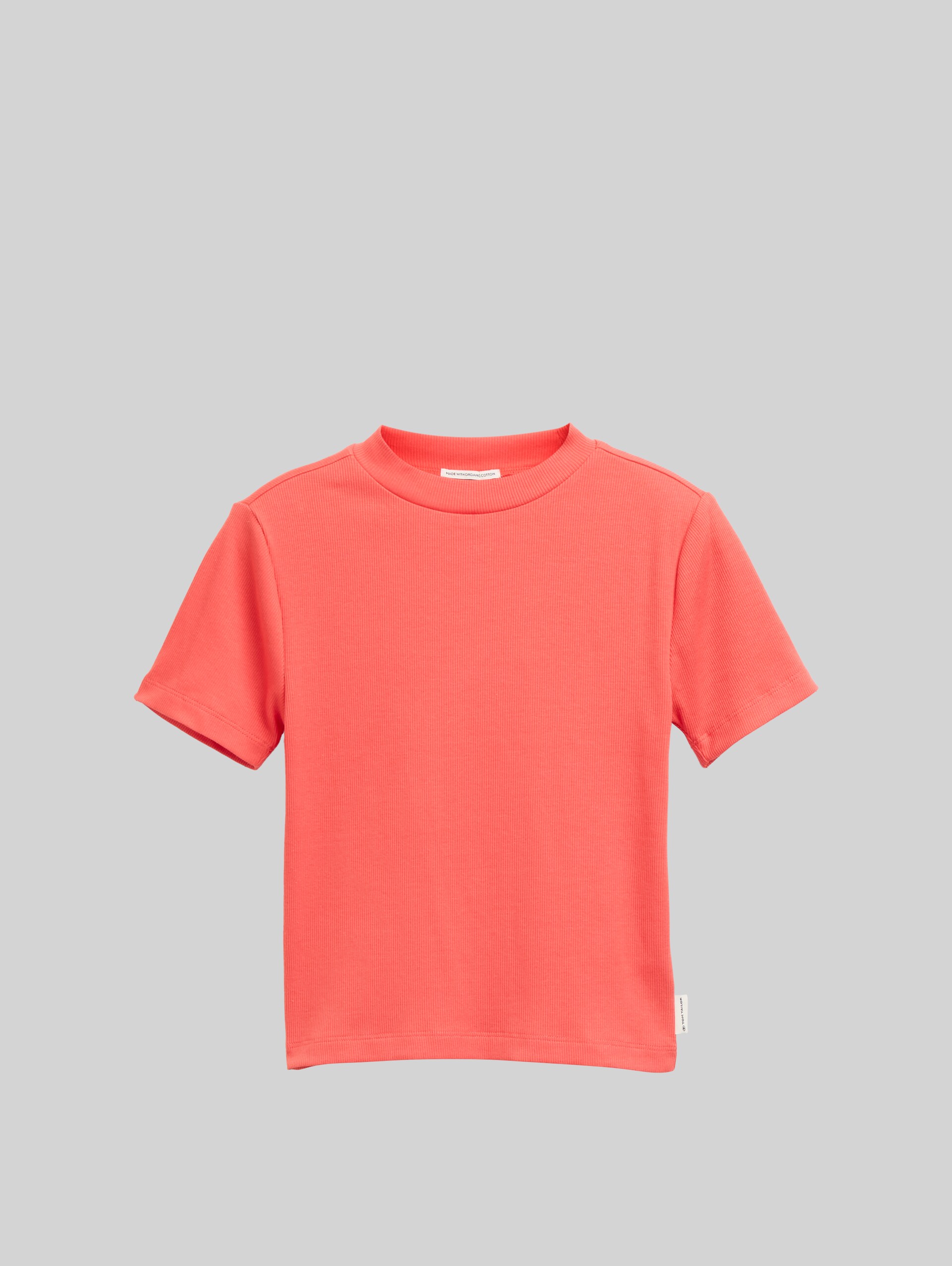 Cropped T-Shirt mit Rippstruktur - Plain Red - Vorder-Produkt-Ansicht