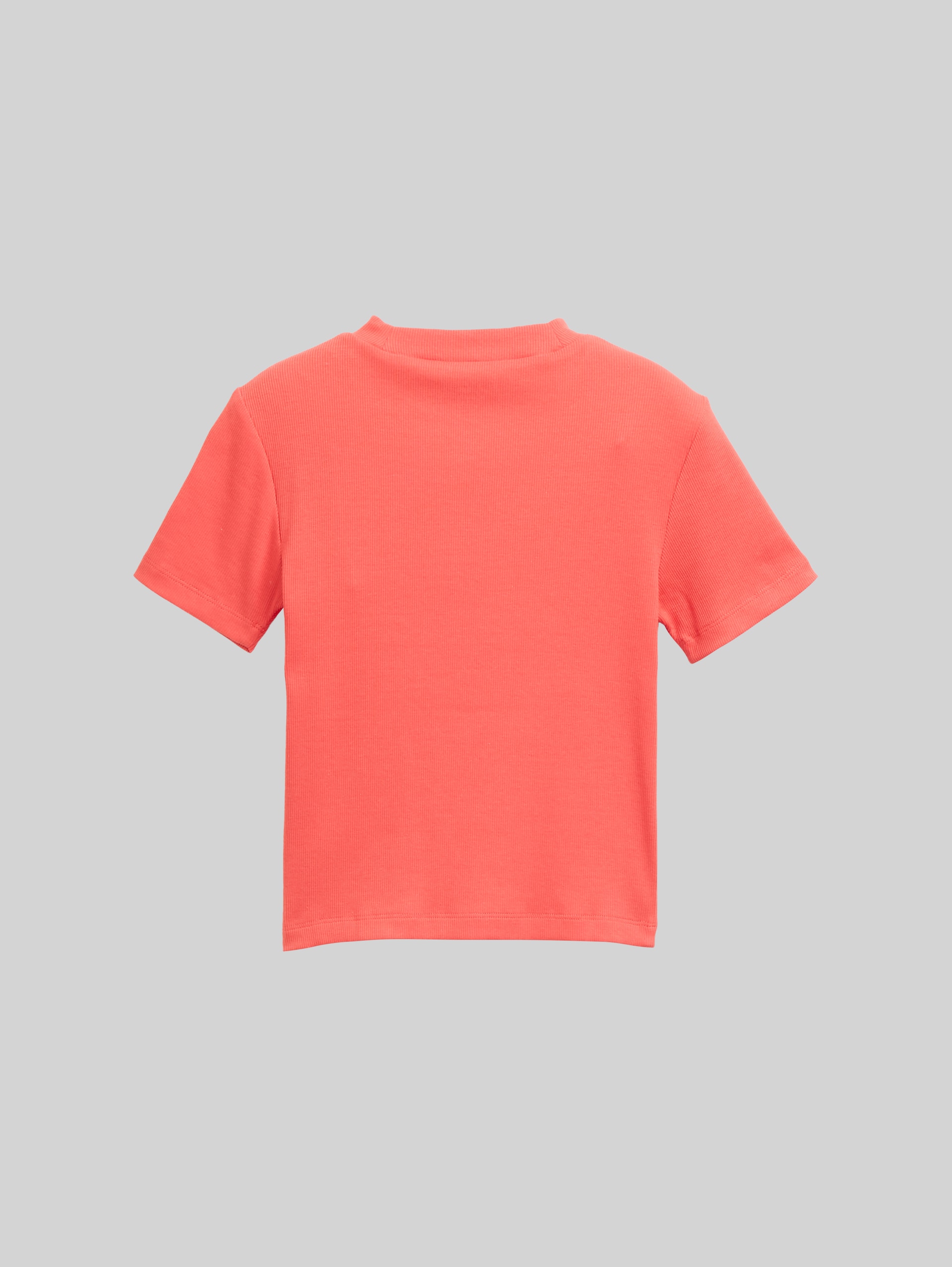 Cropped T-Shirt mit Rippstruktur - Plain Red