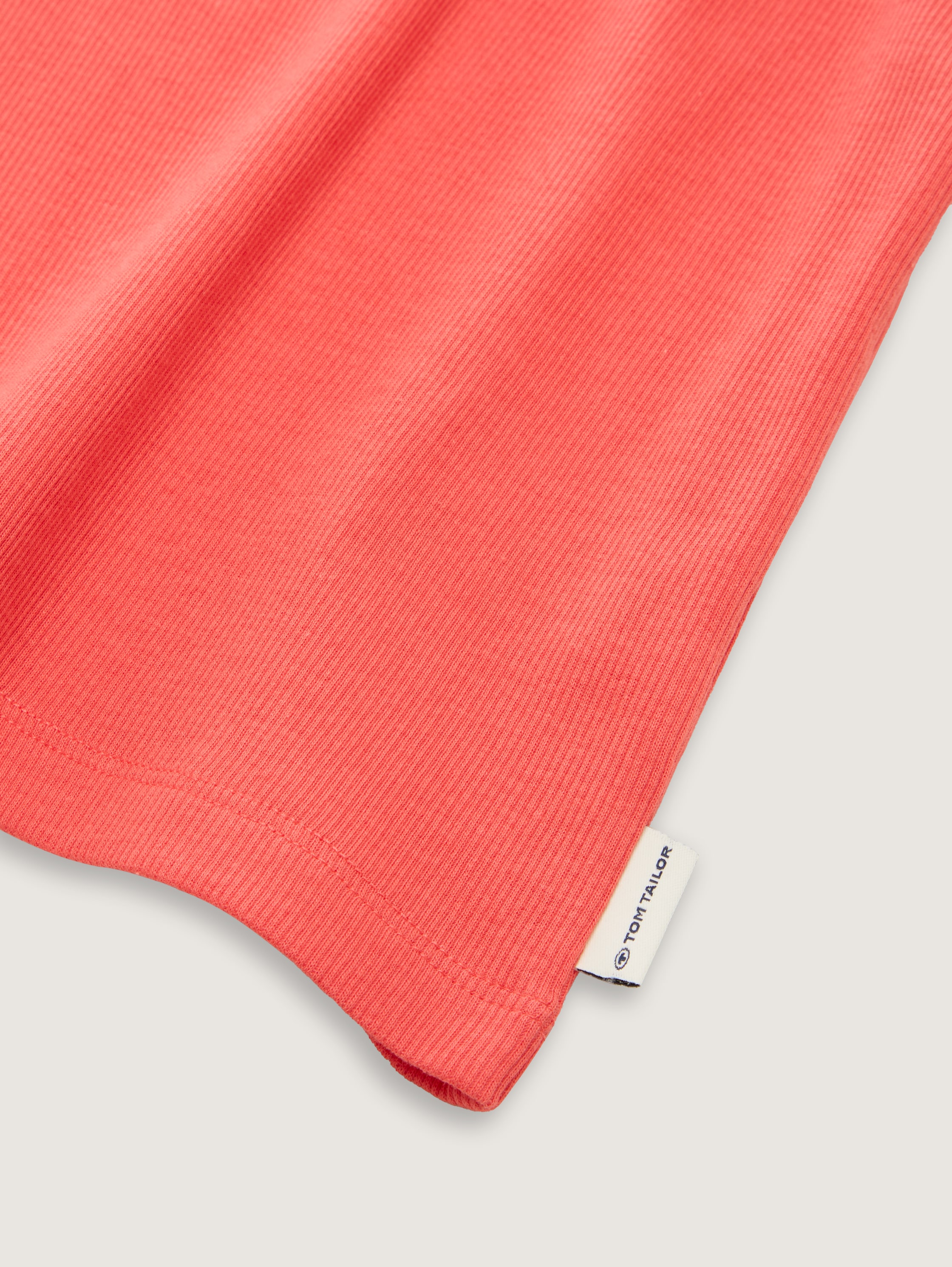 Cropped T-Shirt mit Rippstruktur - plain_red - 