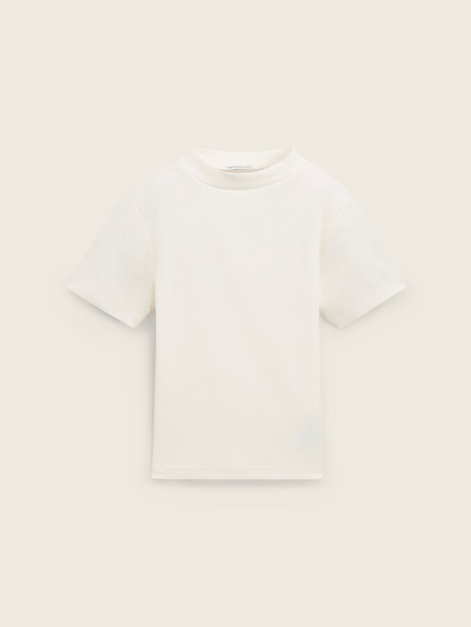 Cropped T-shirt met ribbelstructuur door Teen Girls, Wool White