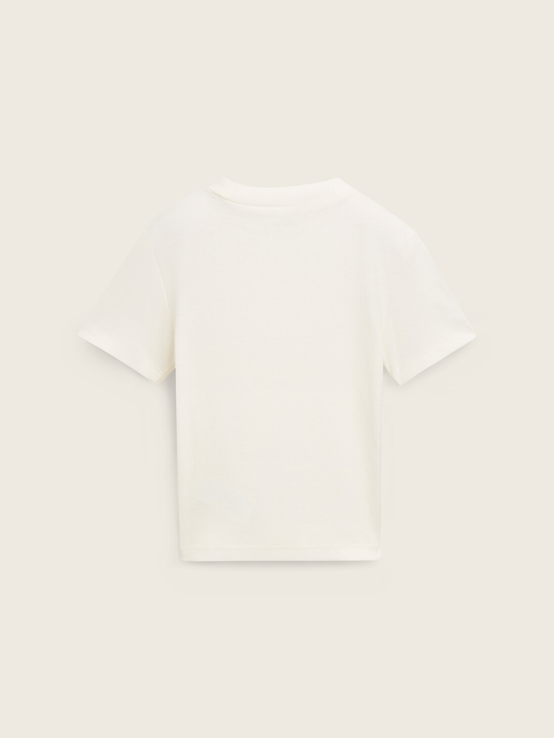 Cropped T-Shirt mit Rippstruktur - Wool White
