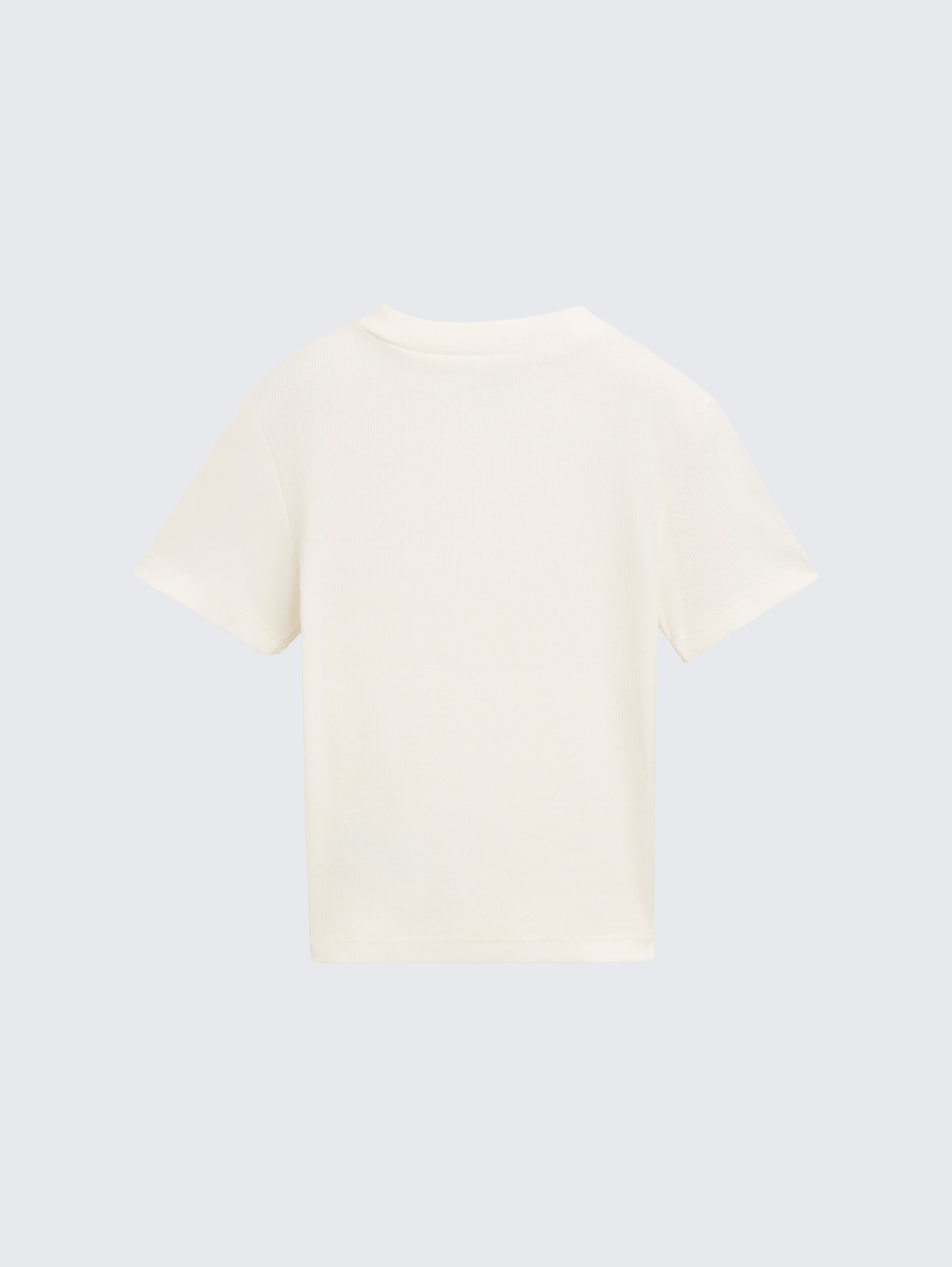 Cropped T-Shirt mit Rippstruktur - Wool White