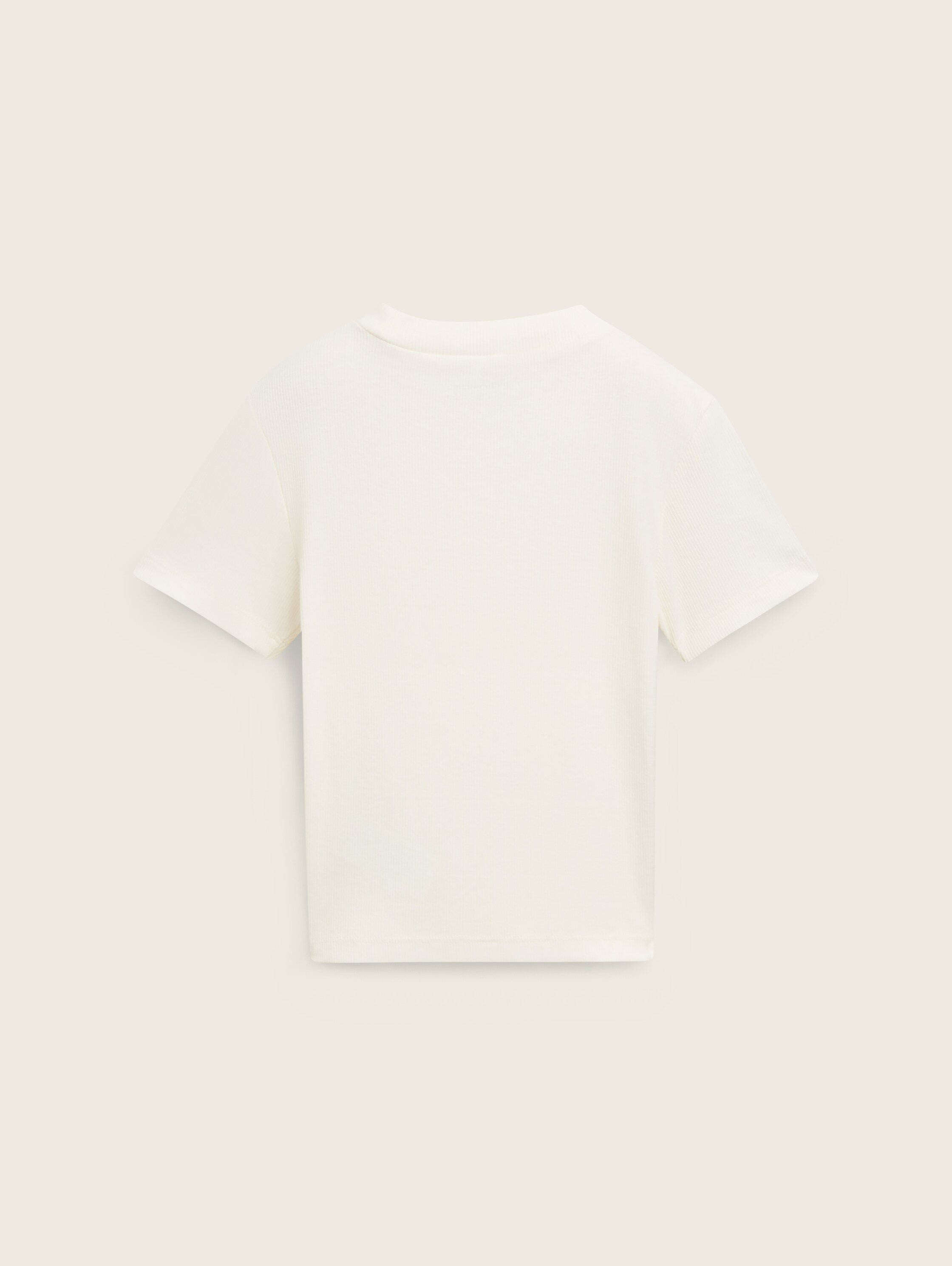 Cropped T-Shirt mit Rippstruktur - wool_white - 