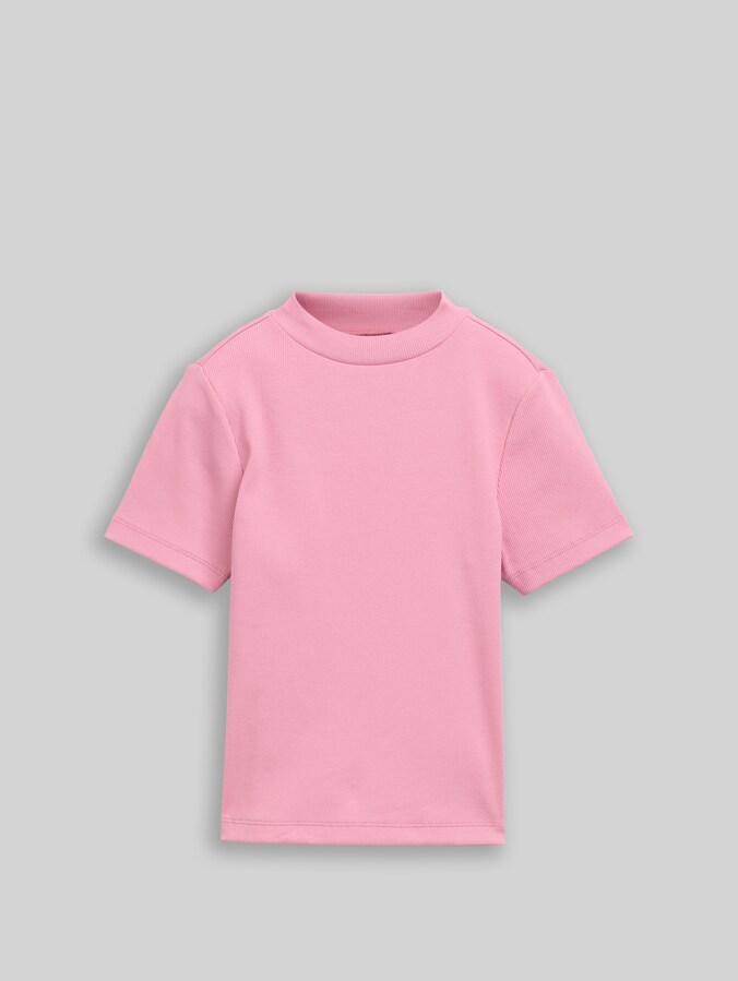 Cropped T-Shirt mit Rippstruktur von Teen Girls, Soft Blush Rose