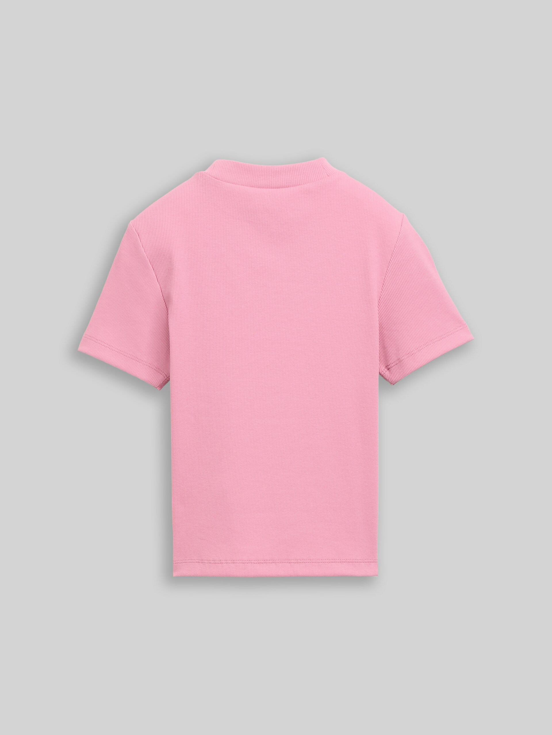 Cropped T-Shirt mit Rippstruktur - Soft Blush Rose