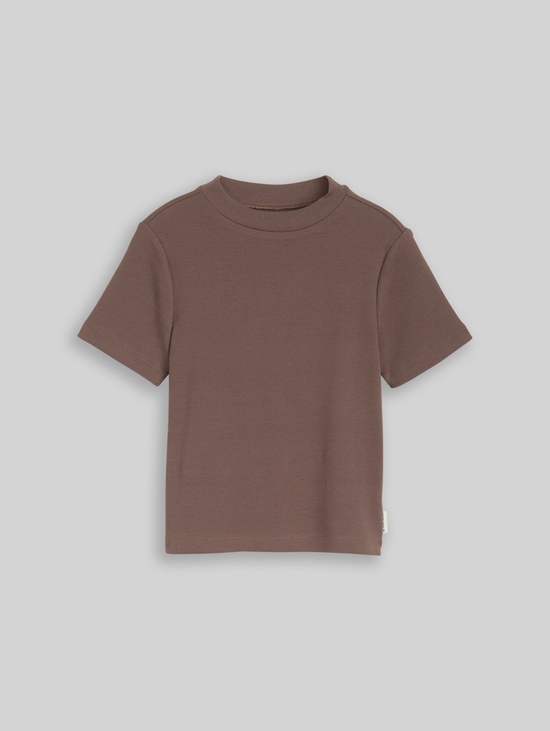 Cropped T-Shirt mit Rippstruktur - rusty brown - Vorder-Produkt-Ansicht