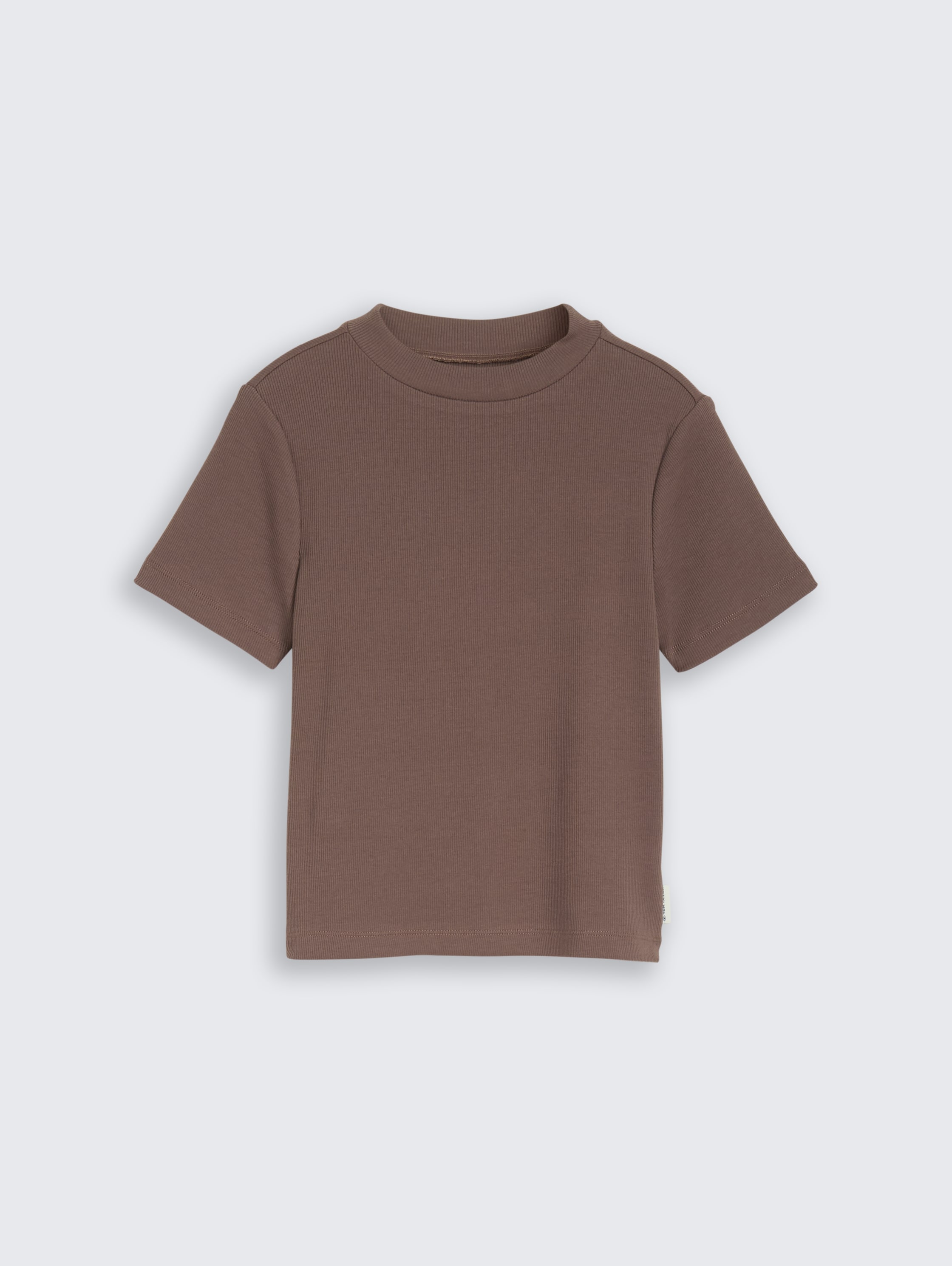 Cropped T-Shirt mit Rippstruktur - rusty brown - Vorder-Produkt-Ansicht