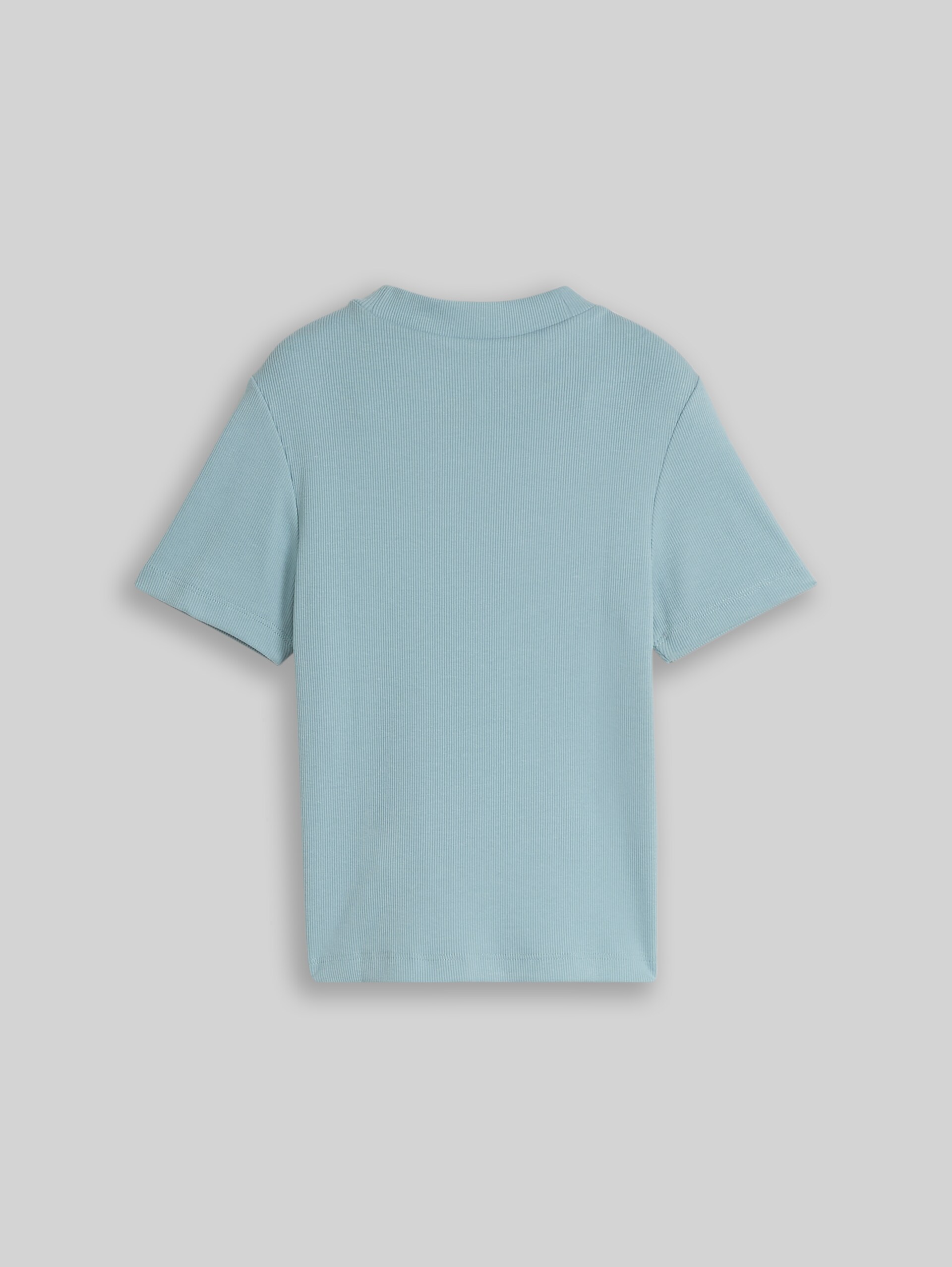 Cropped T-Shirt mit Rippstruktur - tourmaline