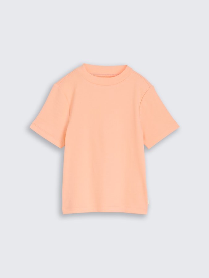 Cropped T-shirt met ribbelstructuur door Teen Girls, peach bloom