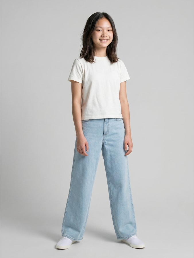 Wide Leg Jeans von Teen Girls, Clean Bleached Blue Denim