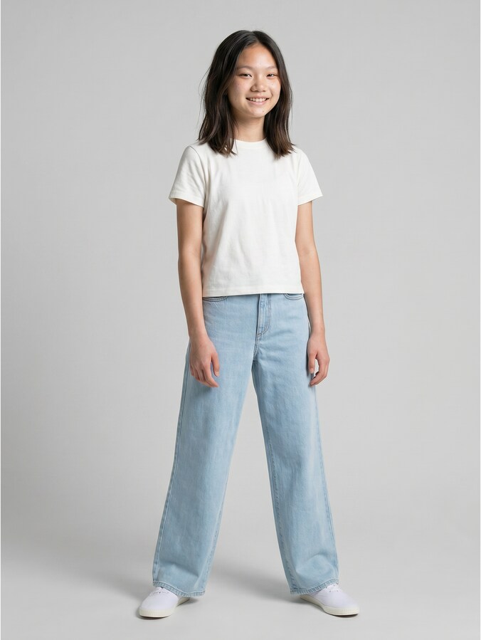 Wide Leg Jeans von Teen Girls, Clean Bleached Blue Denim