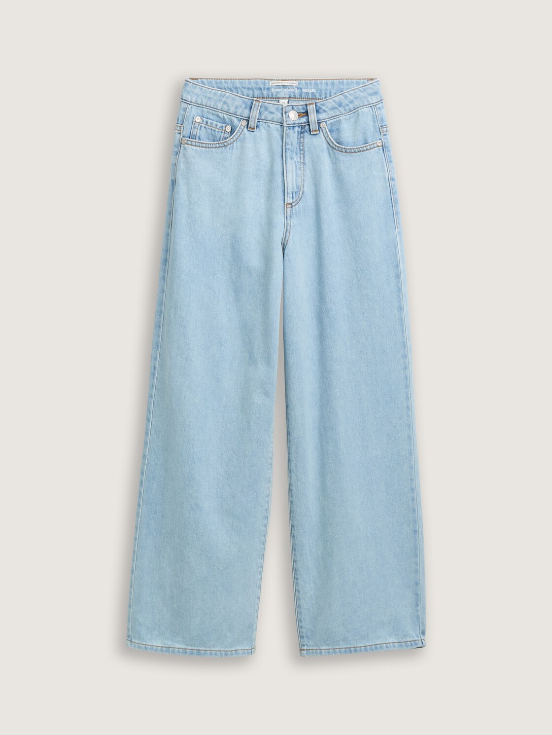 Wide Leg Jeans - Clean Bleached Blue Denim - Vorder-Produkt-Ansicht