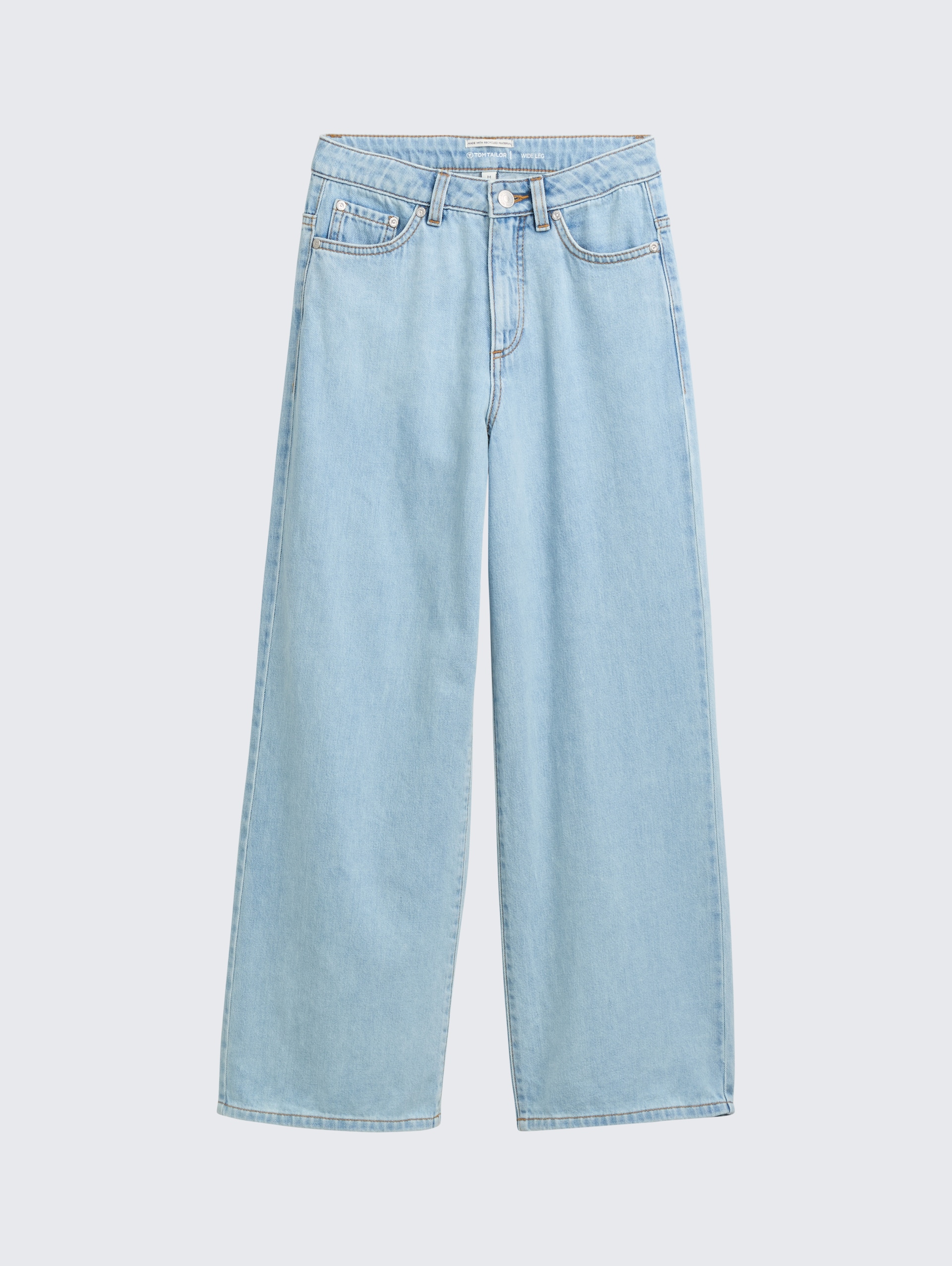 Wide Leg Jeans - Clean Bleached Blue Denim - Vorder-Produkt-Ansicht