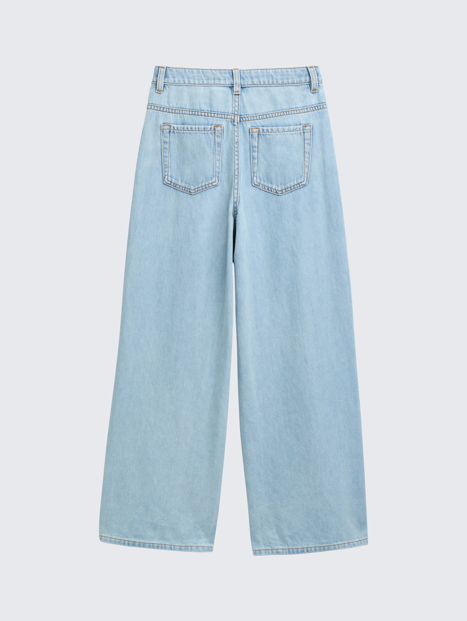 Wide Leg Jeans - Clean Bleached Blue Denim