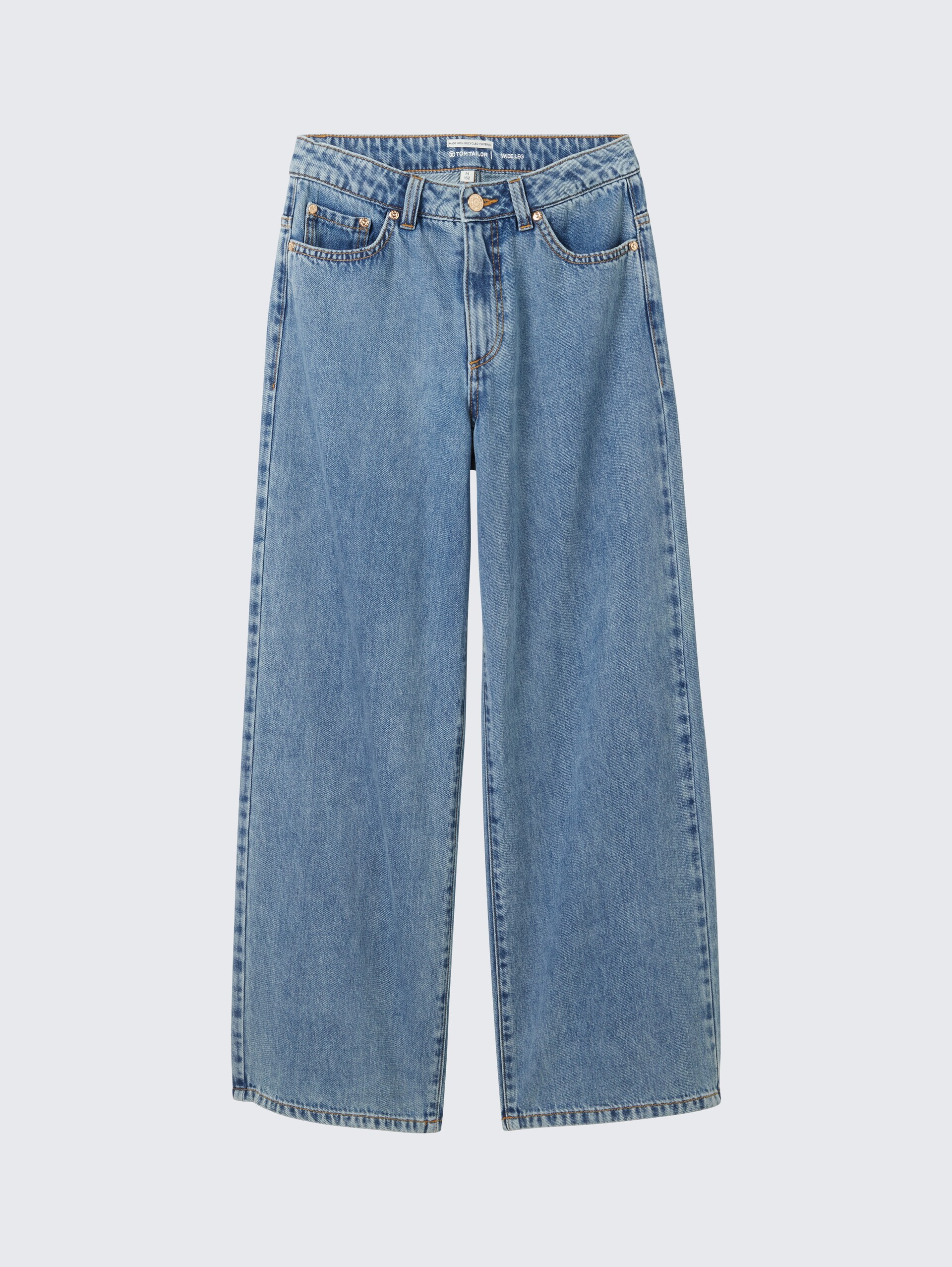 Wide Leg Jeans - mid stone bright blue denim - Vorder-Produkt-Ansicht