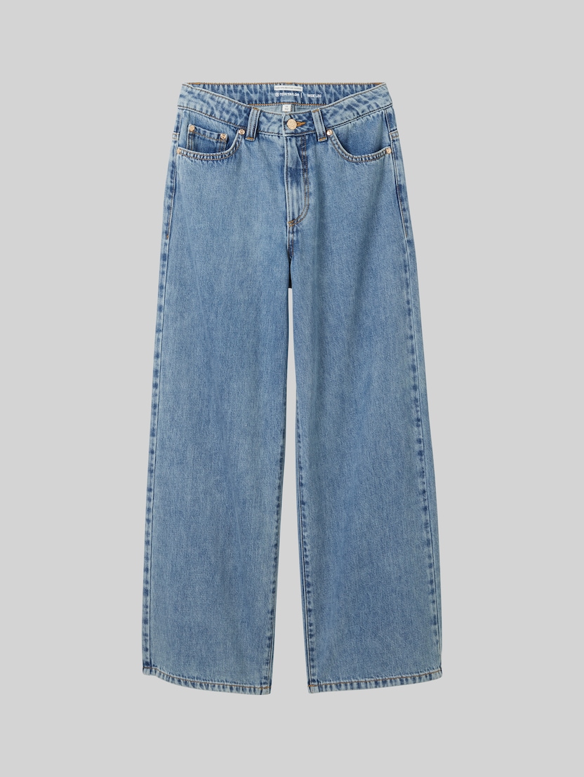 Jeans à jambes larges par Teen Girls, mid stone bright blue denim