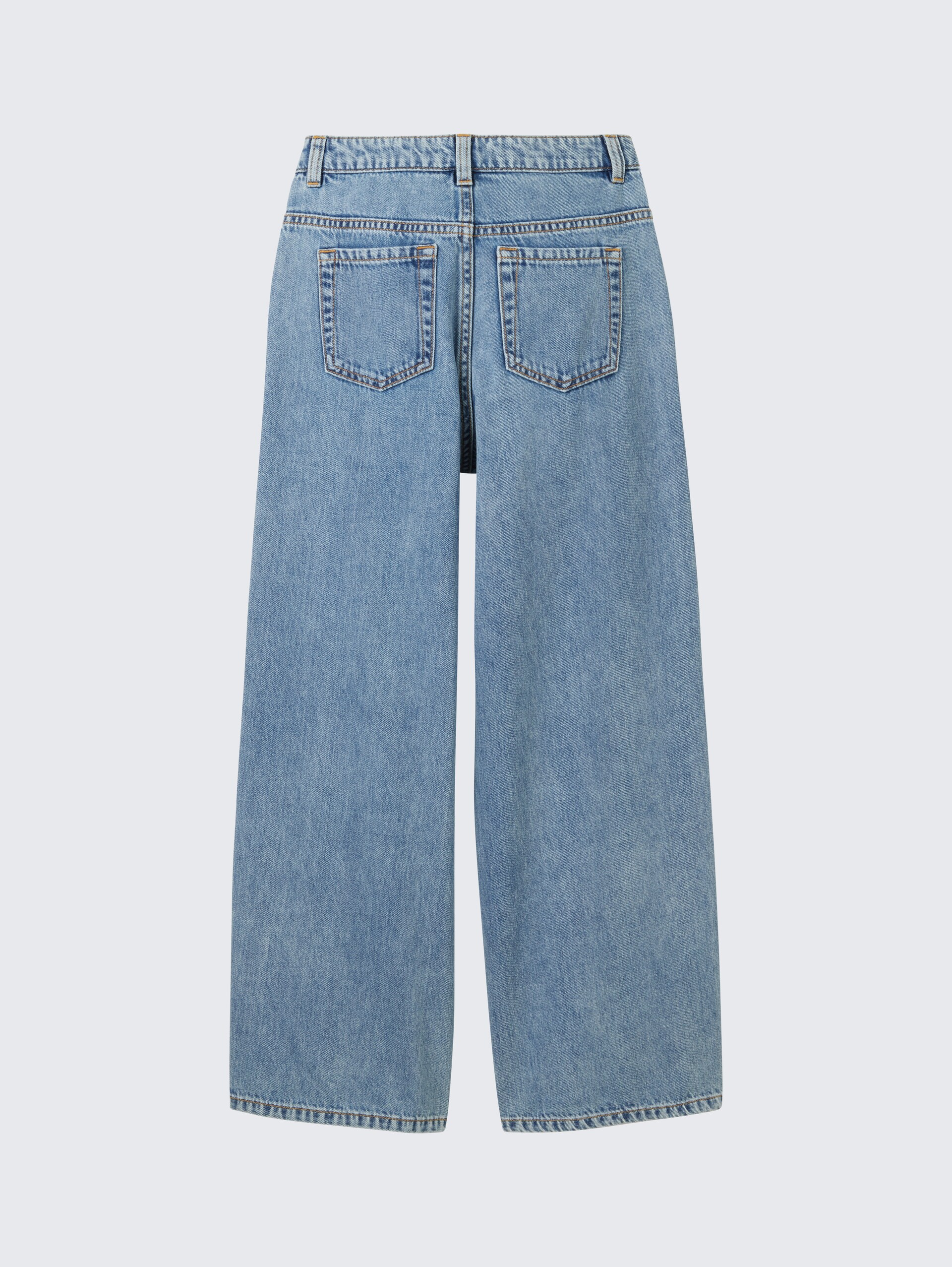 Wide Leg Jeans - mid stone bright blue denim