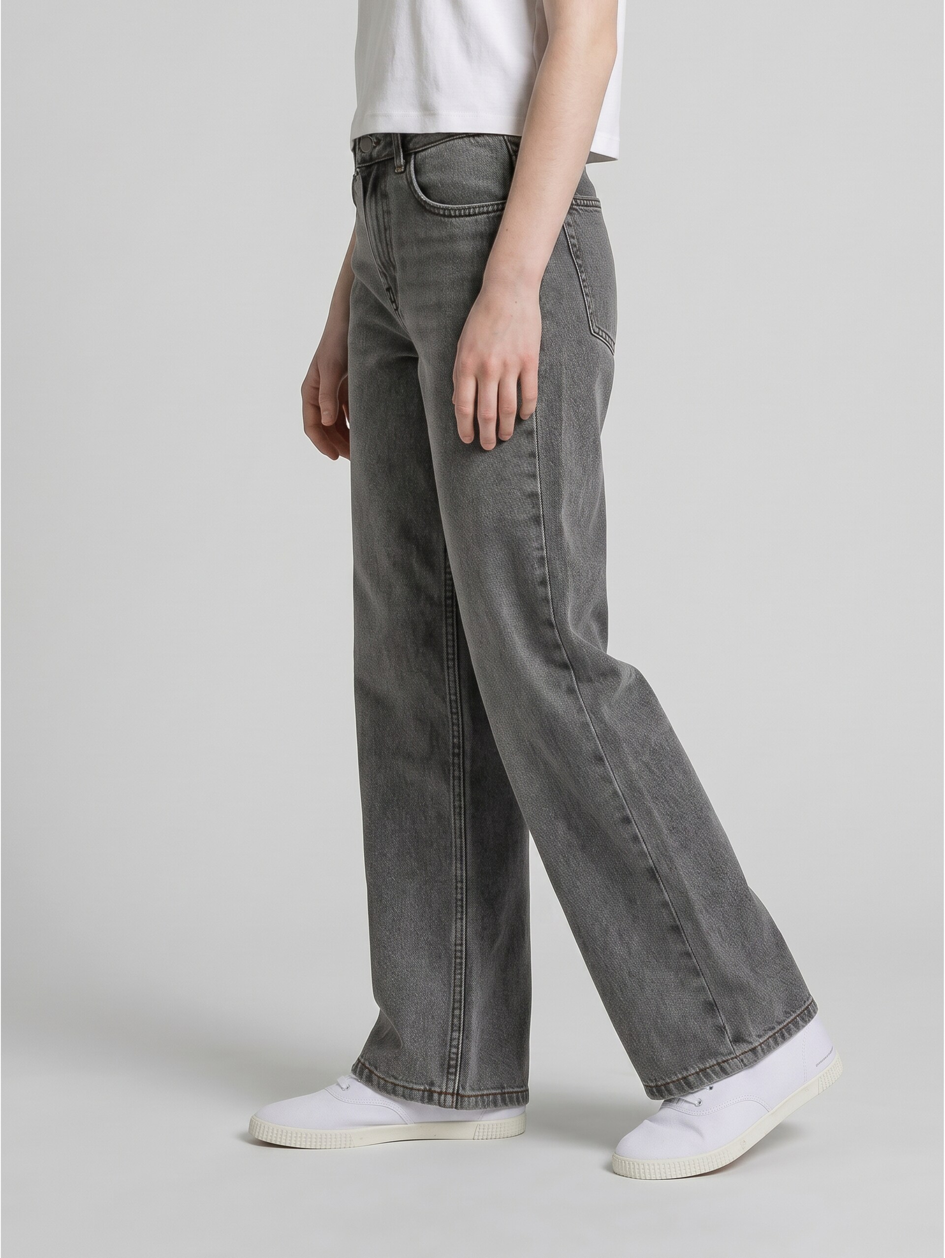 Wide Leg Jeans - used mid stone grey denim