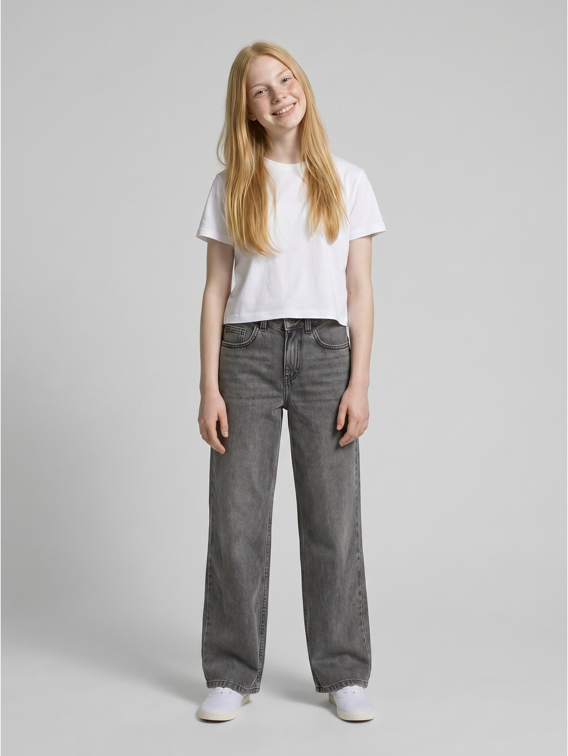 Wide Leg Jeans - used mid stone grey denim