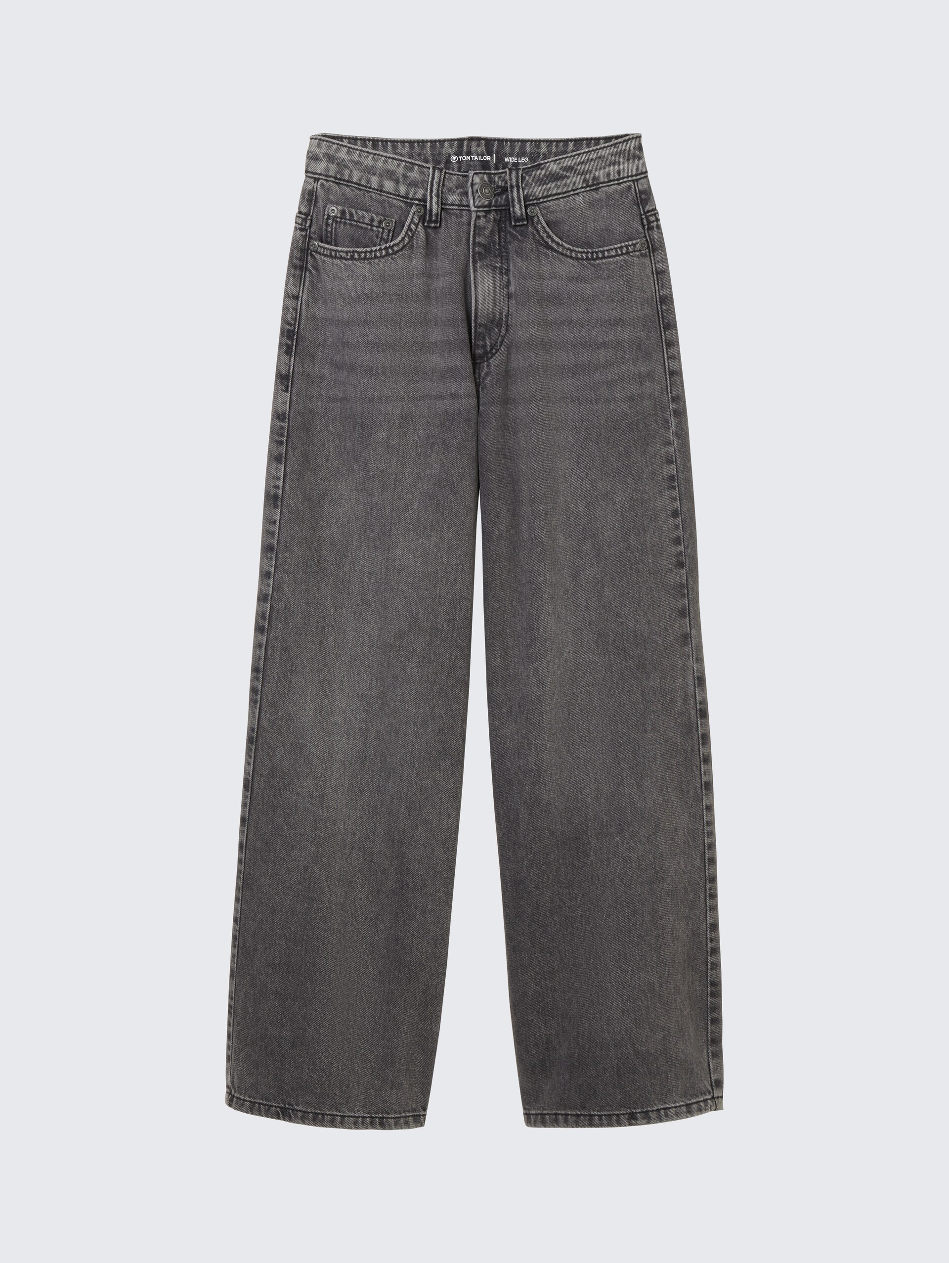 Wide Leg Jeans - used mid stone grey denim - Vorder-Produkt-Ansicht