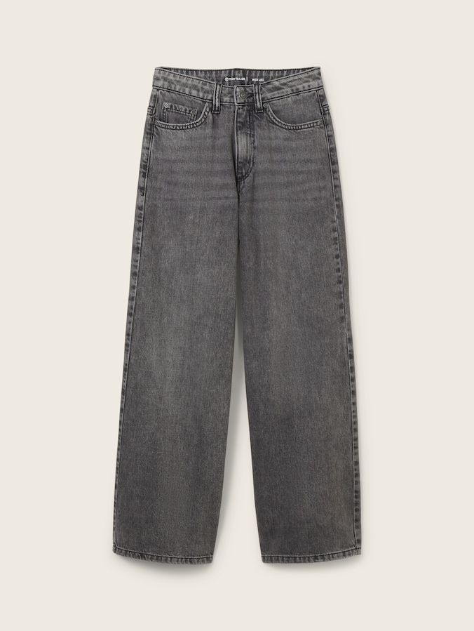 Wide leg jeans by Teen Girls, used mid stone grey denim